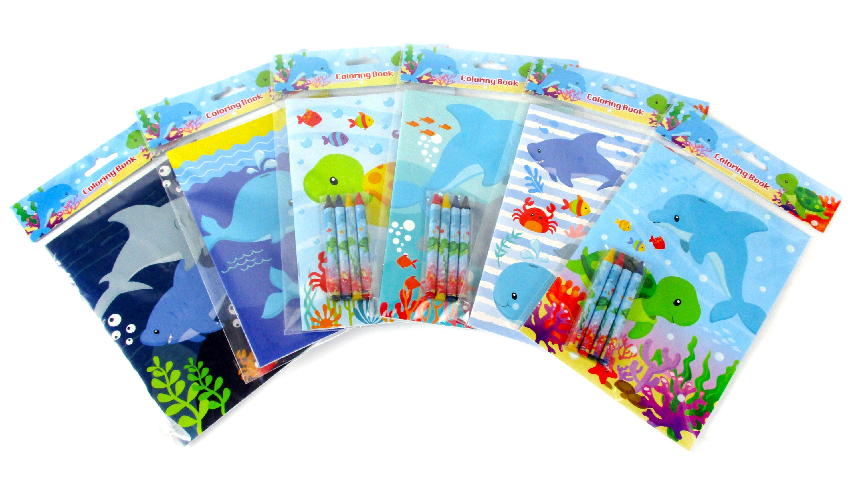 Sea Life Ocean Animals Coloring Books With Crayons Party Favors - Set Of 6 Or 12