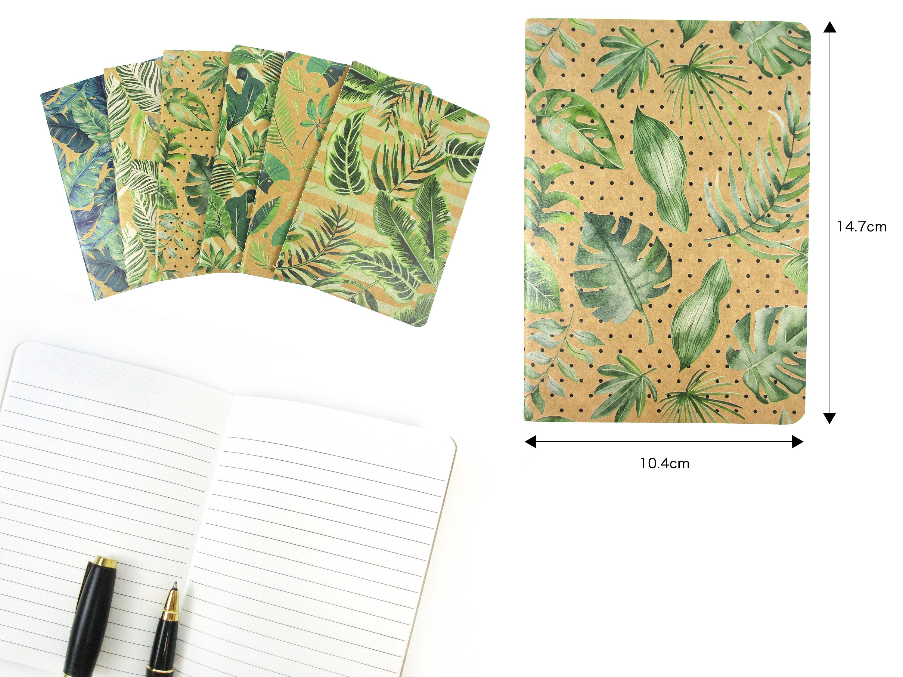 Tropical Palm Leaves Journal Notebooks - Set Of 6 Or 12