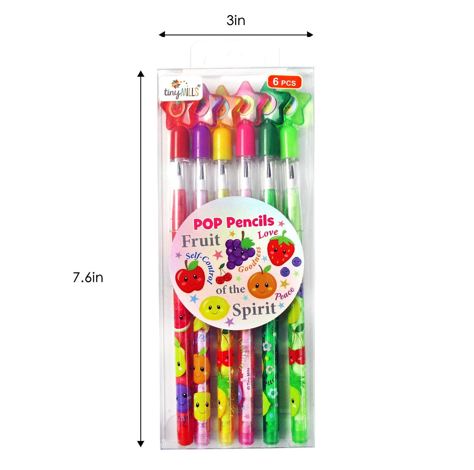 Fruit Of The Spirit Stackable Multi Point Pencils - Set Of 6