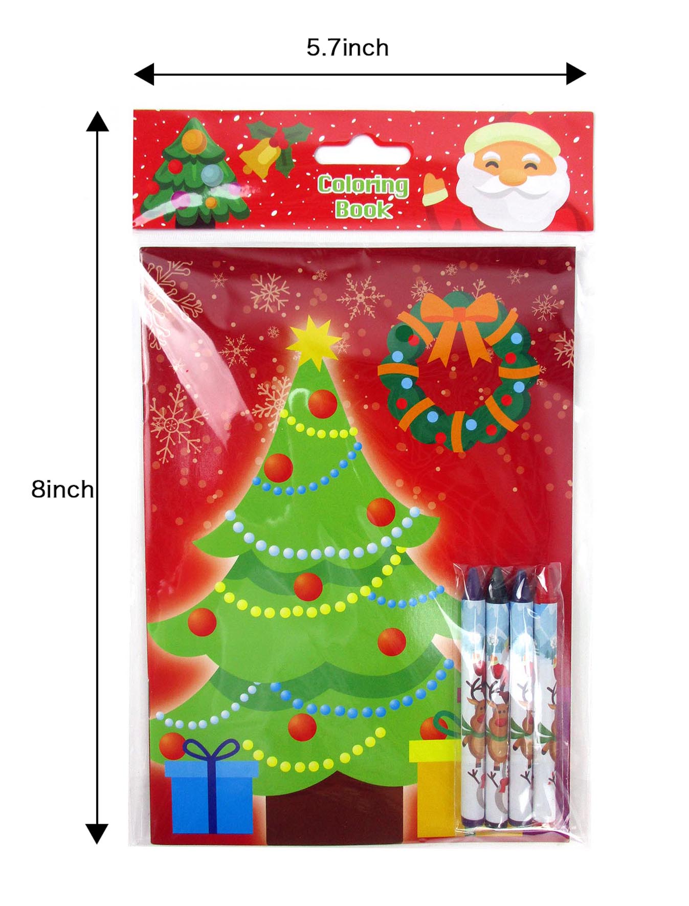 Christmas Holidays Coloring Books With Crayons - Set Of 6 Or 12