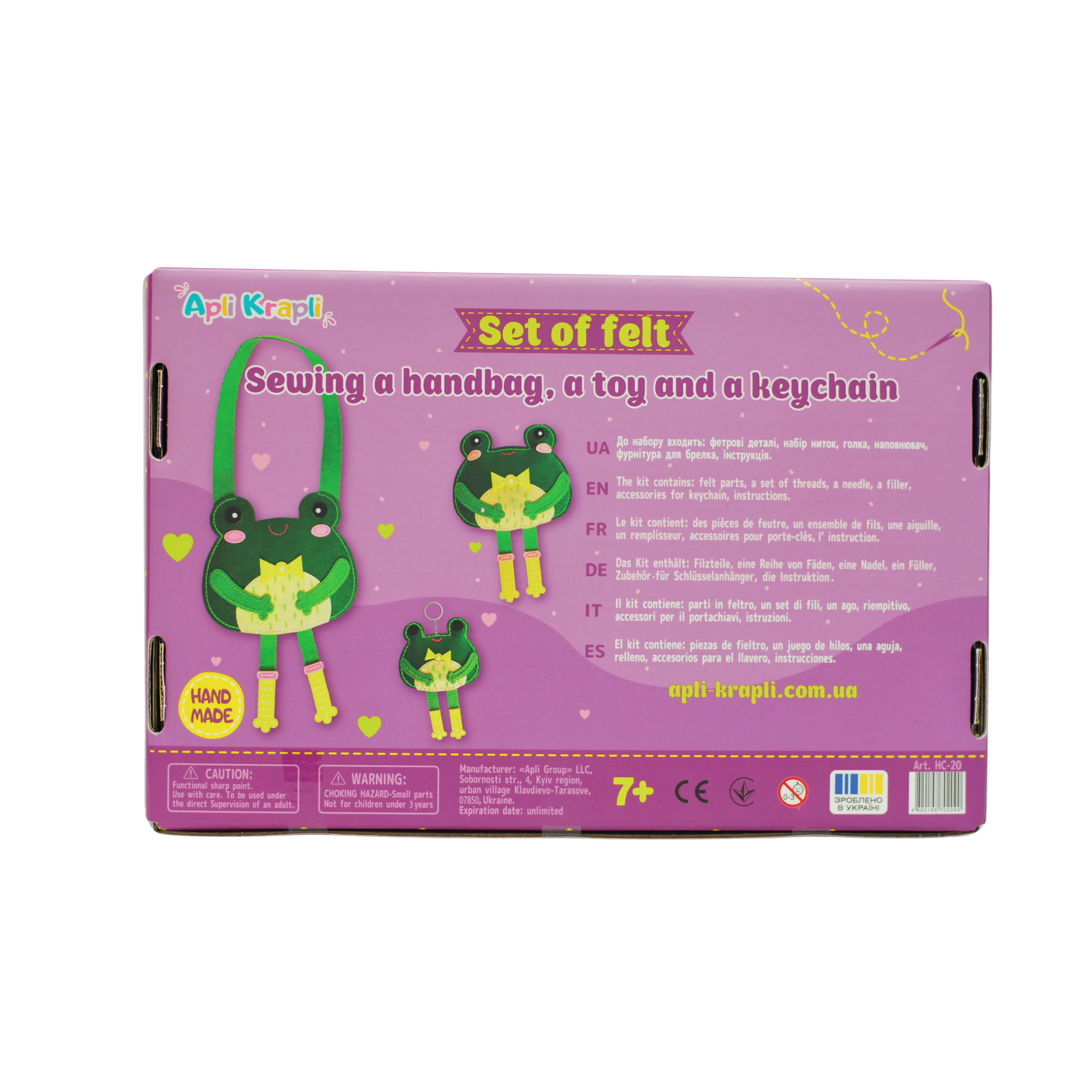 Apli Krapli - Apli Krapli Sewyourself Felt Toy Kit . Sewing A Bag Toy And Keychain Frog Precut Felt Stuffing Thread & Safe Needle Ages 6+