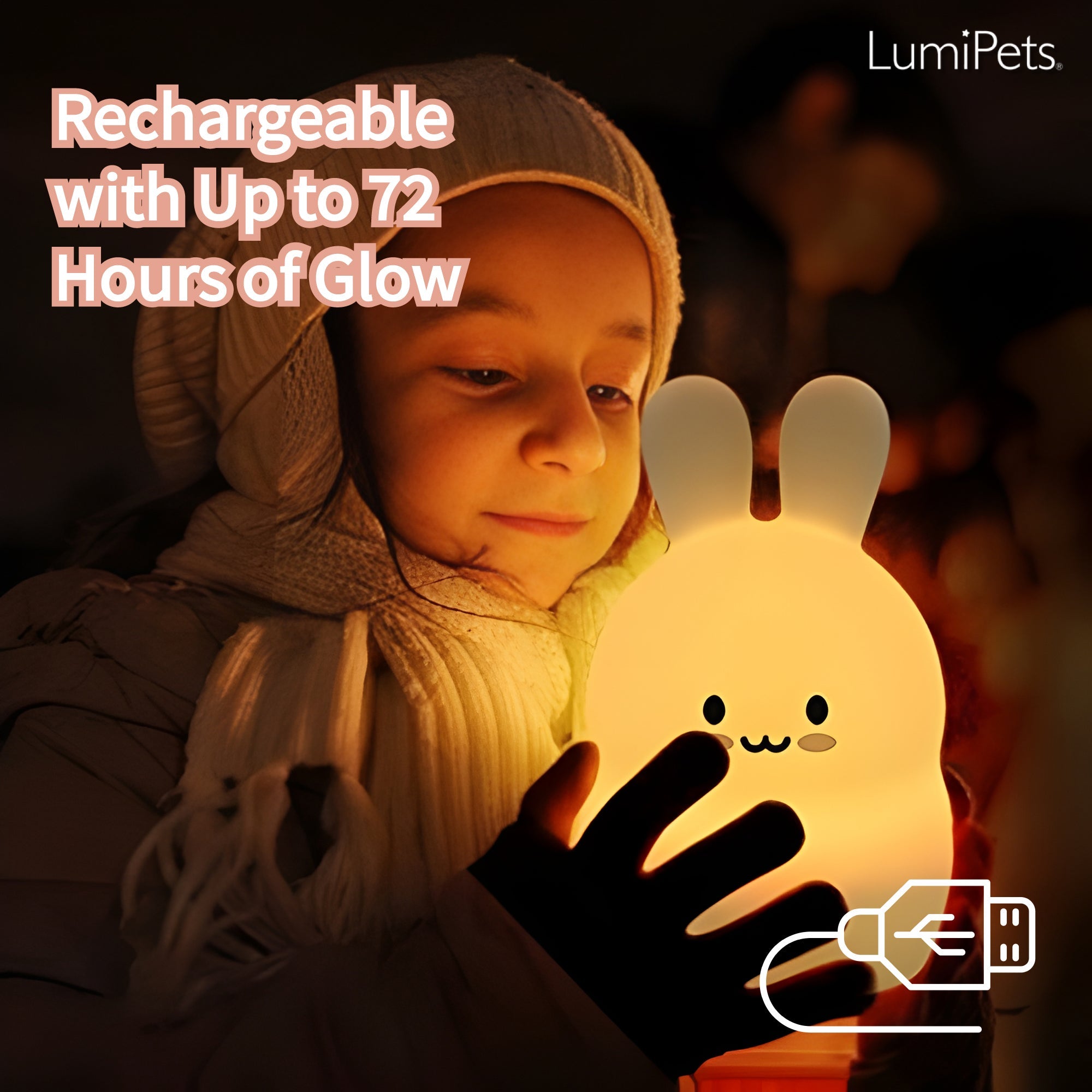 Lumipets® Baxter The Bunny- Children's Touch Night Light