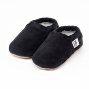 Organic Cotton Velvet Home Nursery Moccasin Shoes Black