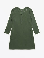 Solid Olive Womens Nightgown Pj Ribbed Cotton-bamboo Blend