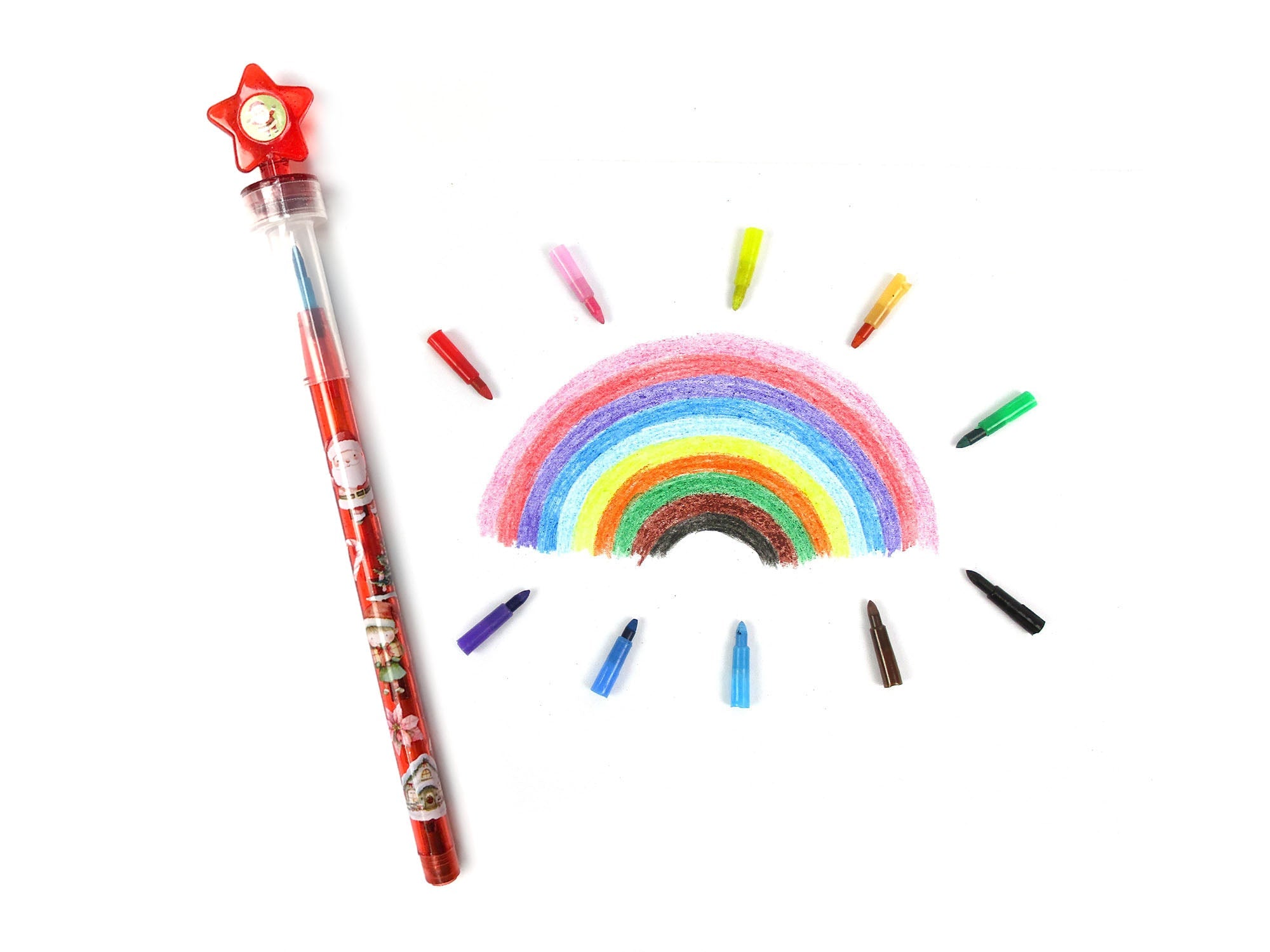Vintage Rustic Christmas Stackable Crayon With Stamper Topper