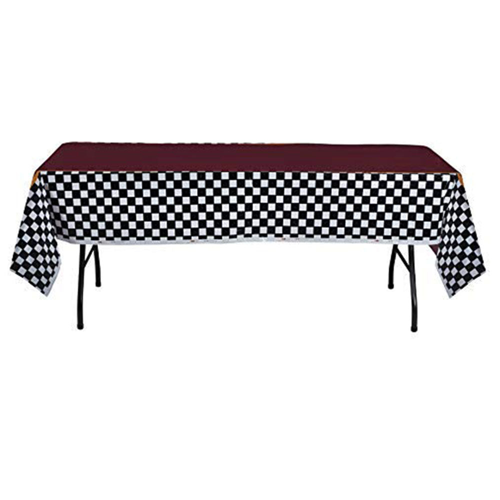 Checkered Black And White Tablecloth 8 Pack 54" X 108"