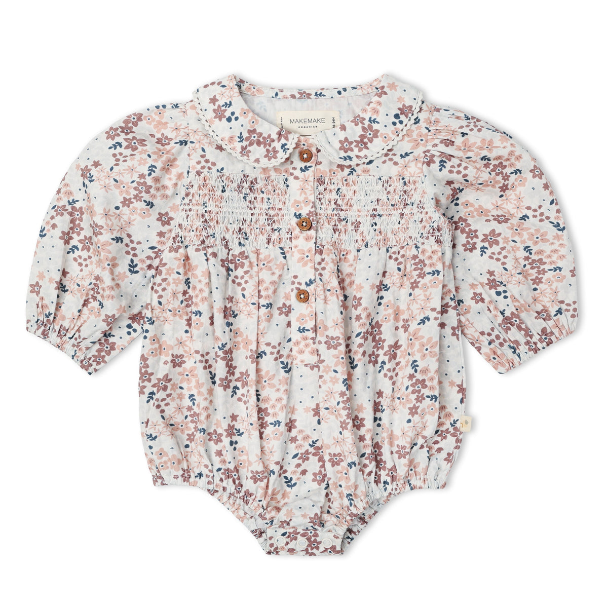 Organic Smocked Long Sleeve Bubble Romper - Wild Sprig
