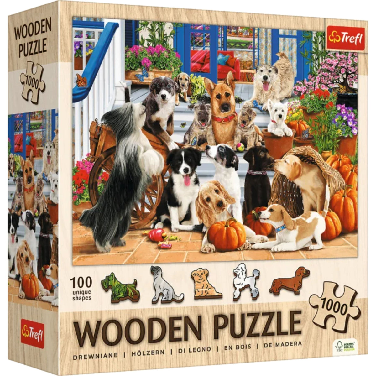 Wood Doggy Friendship 1000 Piece Wooden Puzzle