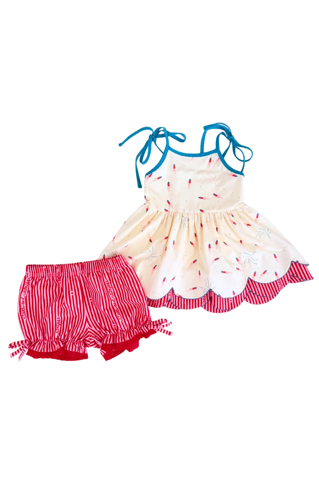 *preorder* Scallop Tunic Set - Red, White, And Boom