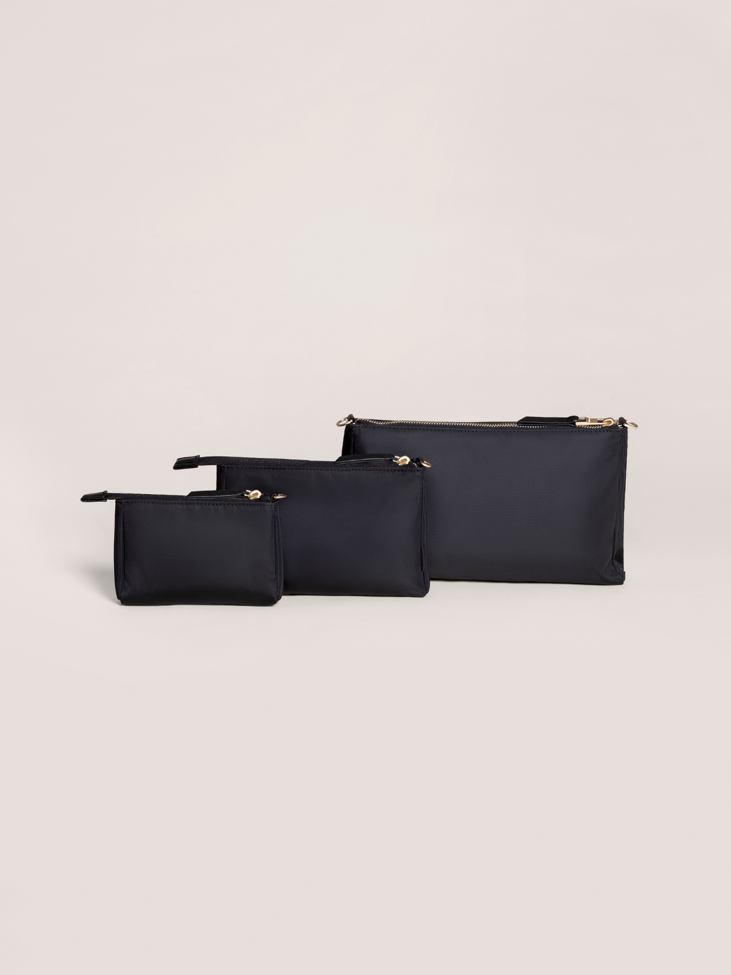 3-piece Pouch Clutch Purse Set - Black
