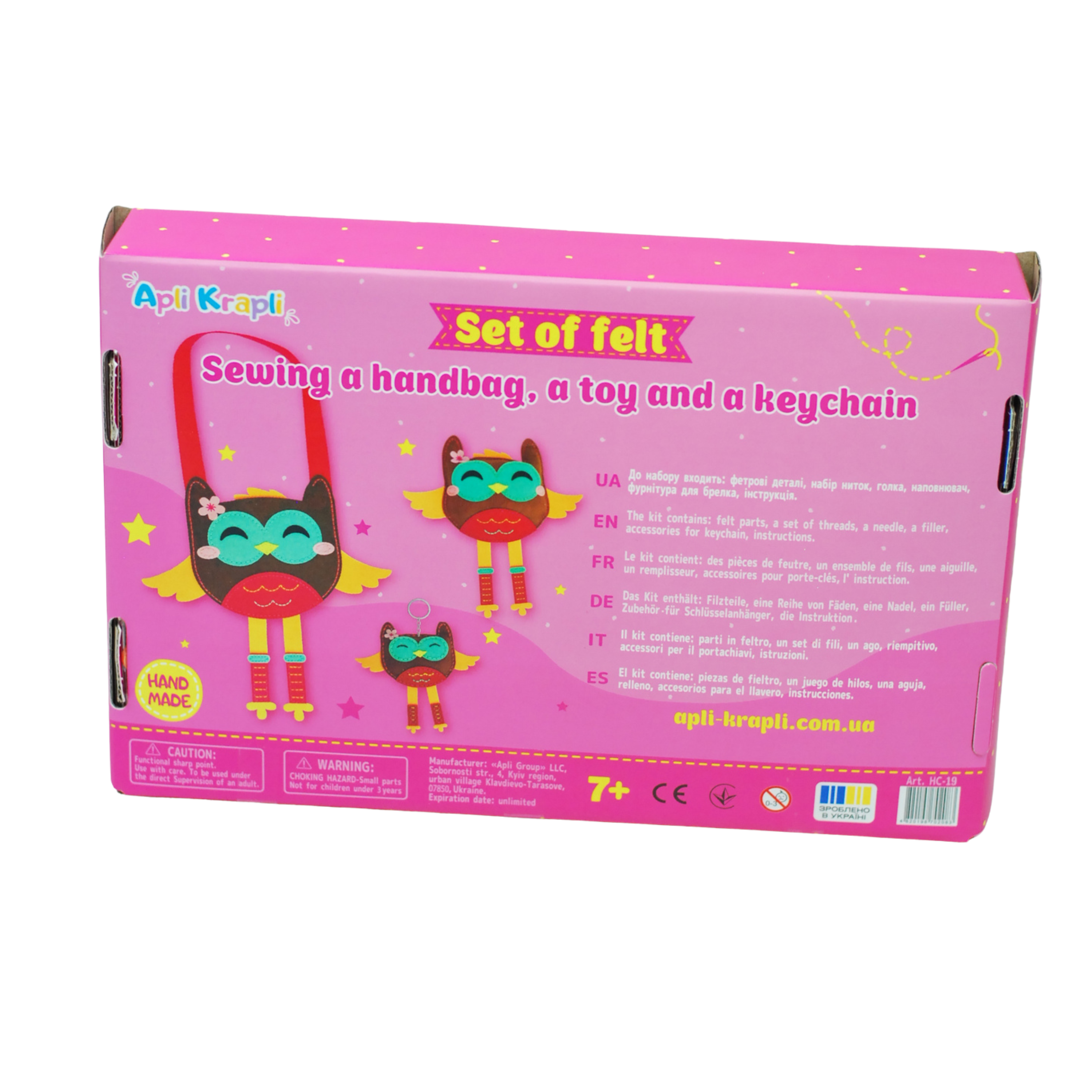 Apli Krapli - Apli Krapli Sewyourself Felt Toy Kit . Sewing A Bag Toy And Keychain Owl Precut Felt Stuffing Thread & Safe Needle Ages 6+