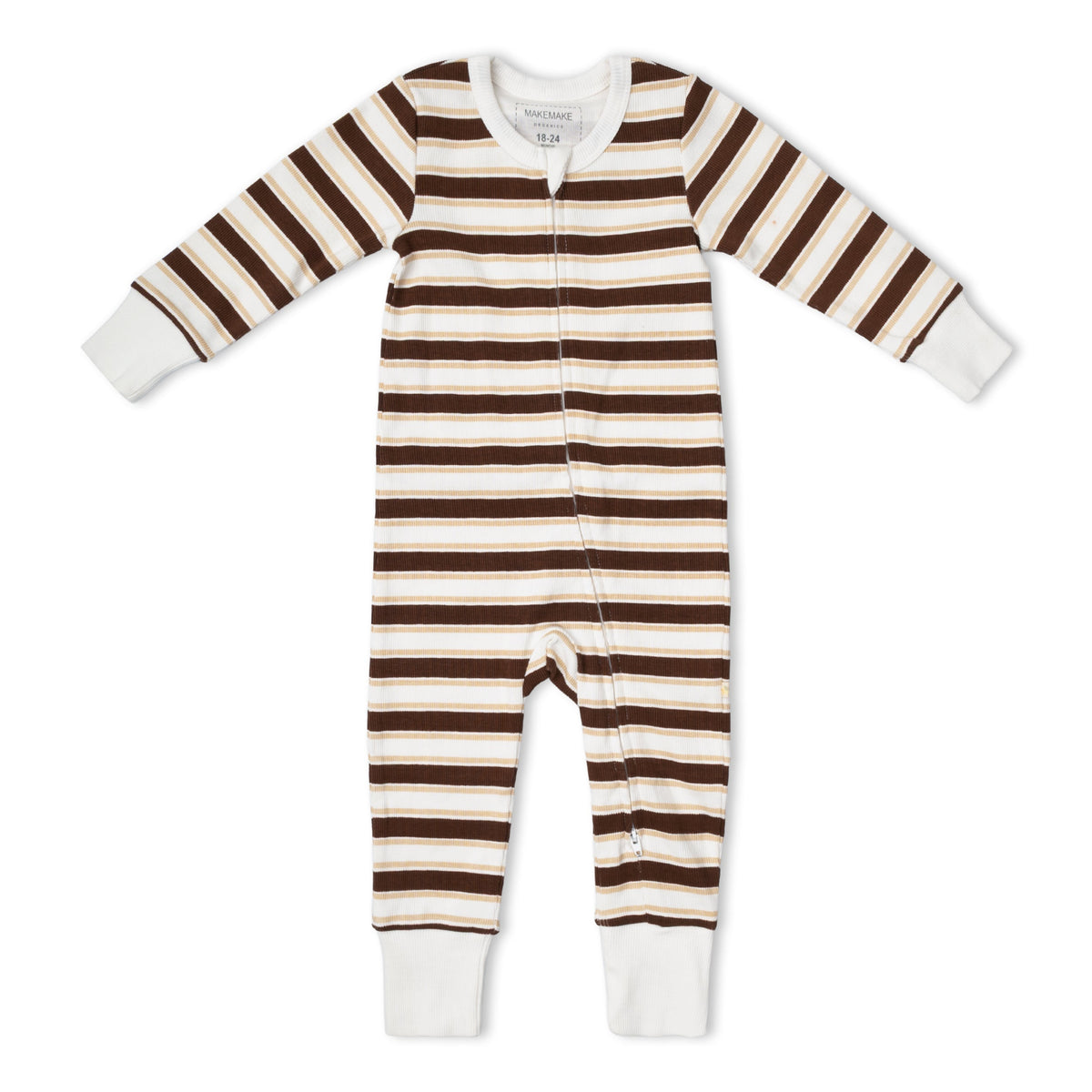 Organic 2-way Zip Romper - Cocoa Stripe
