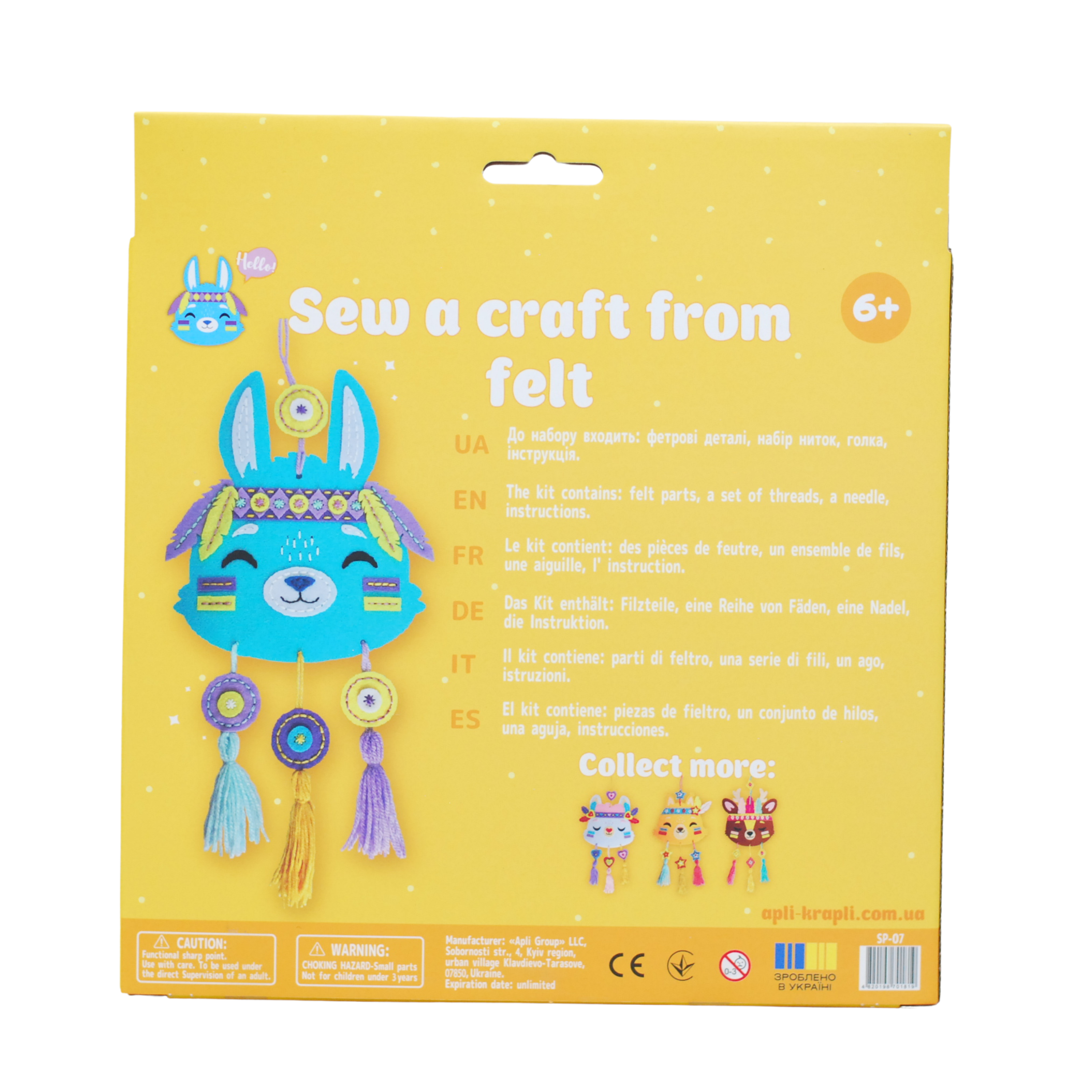 Apli Krapli - Apli Krapli Felt Wall Flag Sewing Kit Bunny Precut Felt Thread & Safe Needle Ages 6+