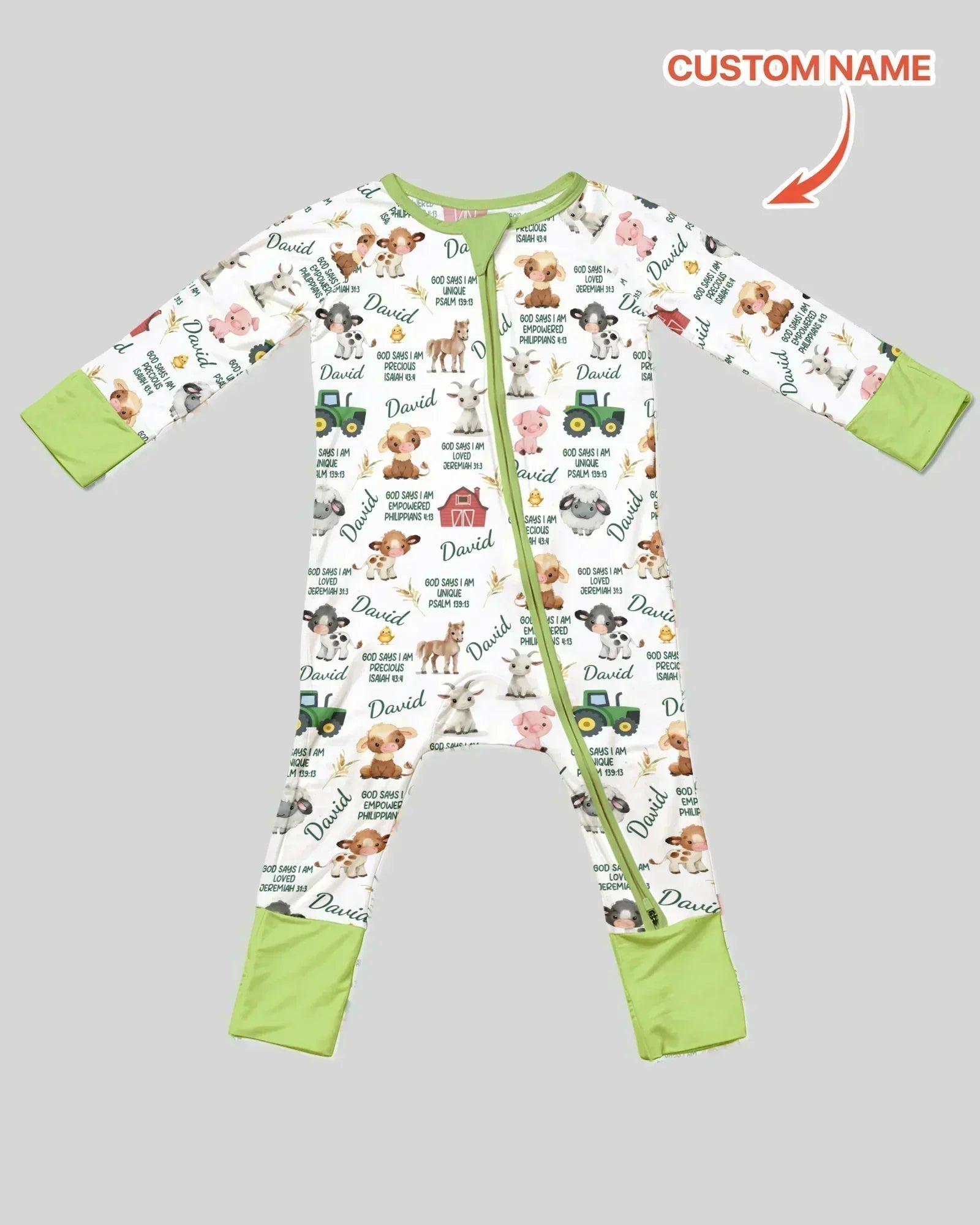 Custom Name God Says I Am Farm Animals Bamboo Convertible Zippy