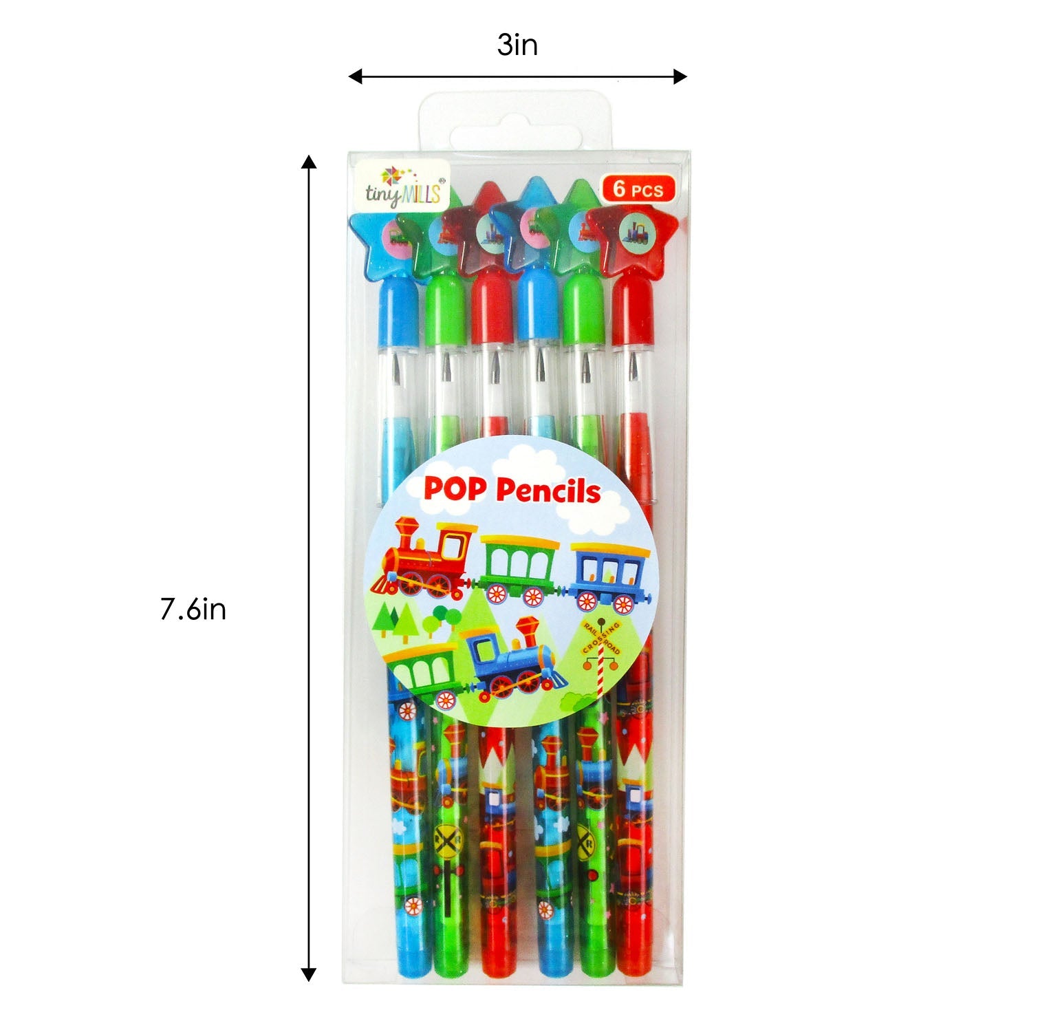 Train Stackable Point Pencils - Set Of 6