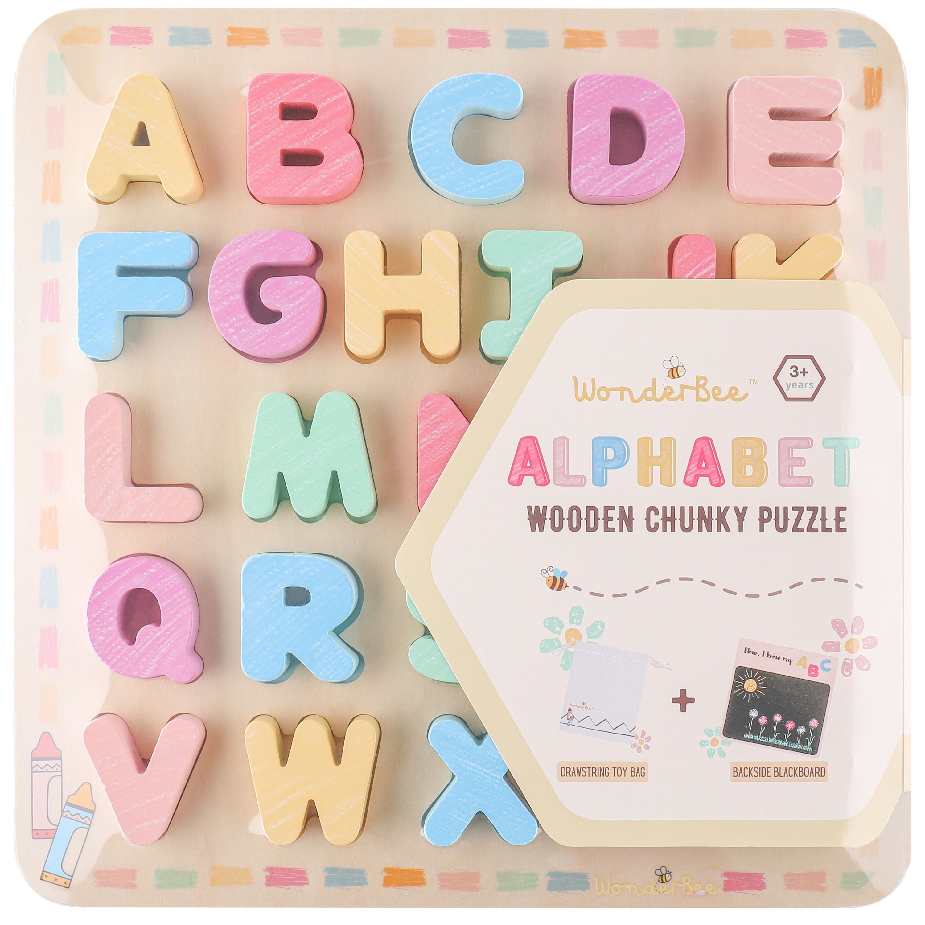 Wonderbee Wooden Alphabet Chunky Puzzle