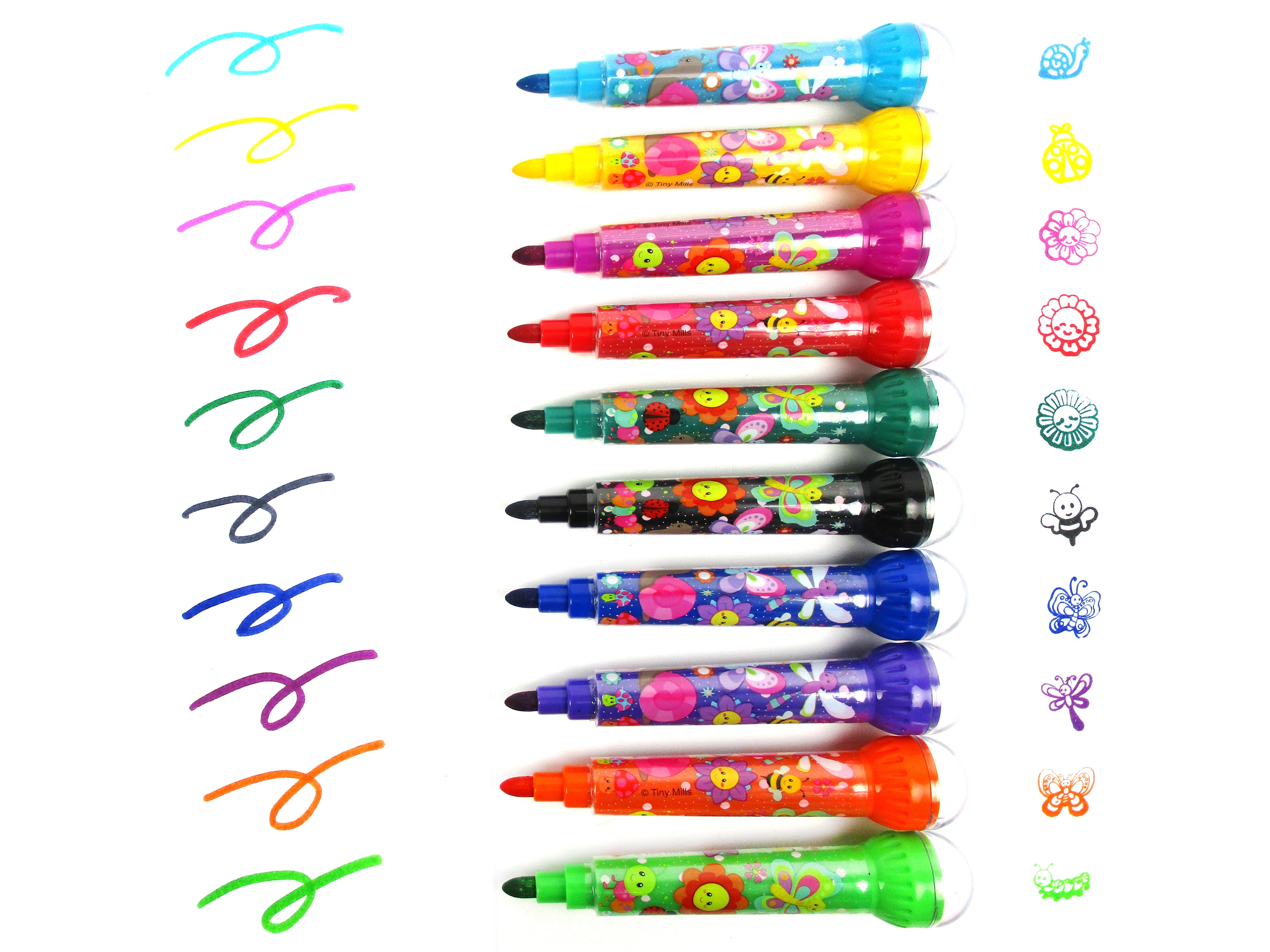 Butterfly And Flowers Stamp Marker Set - Set Of 10