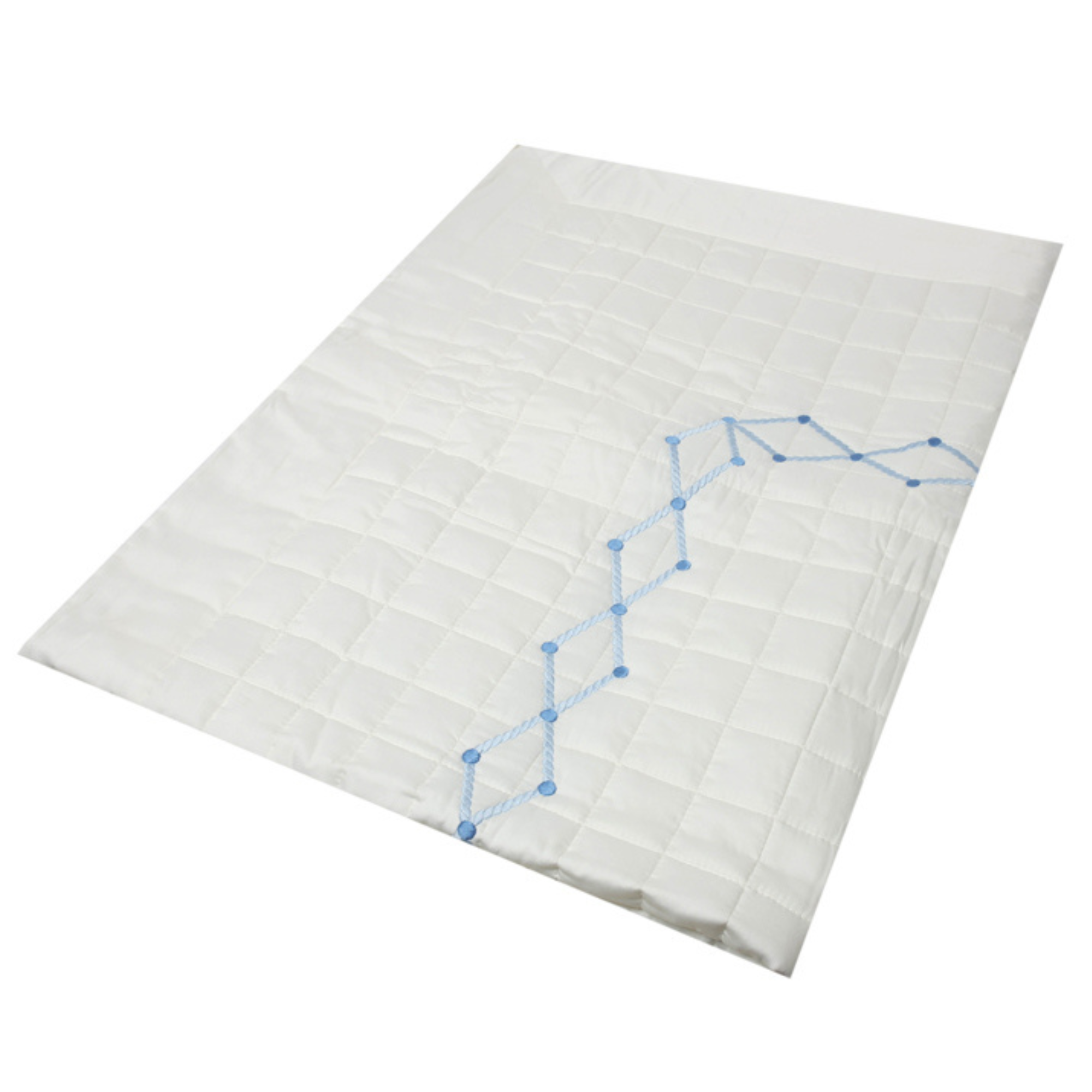 Embroidered Coverlet - Blue Diamonds