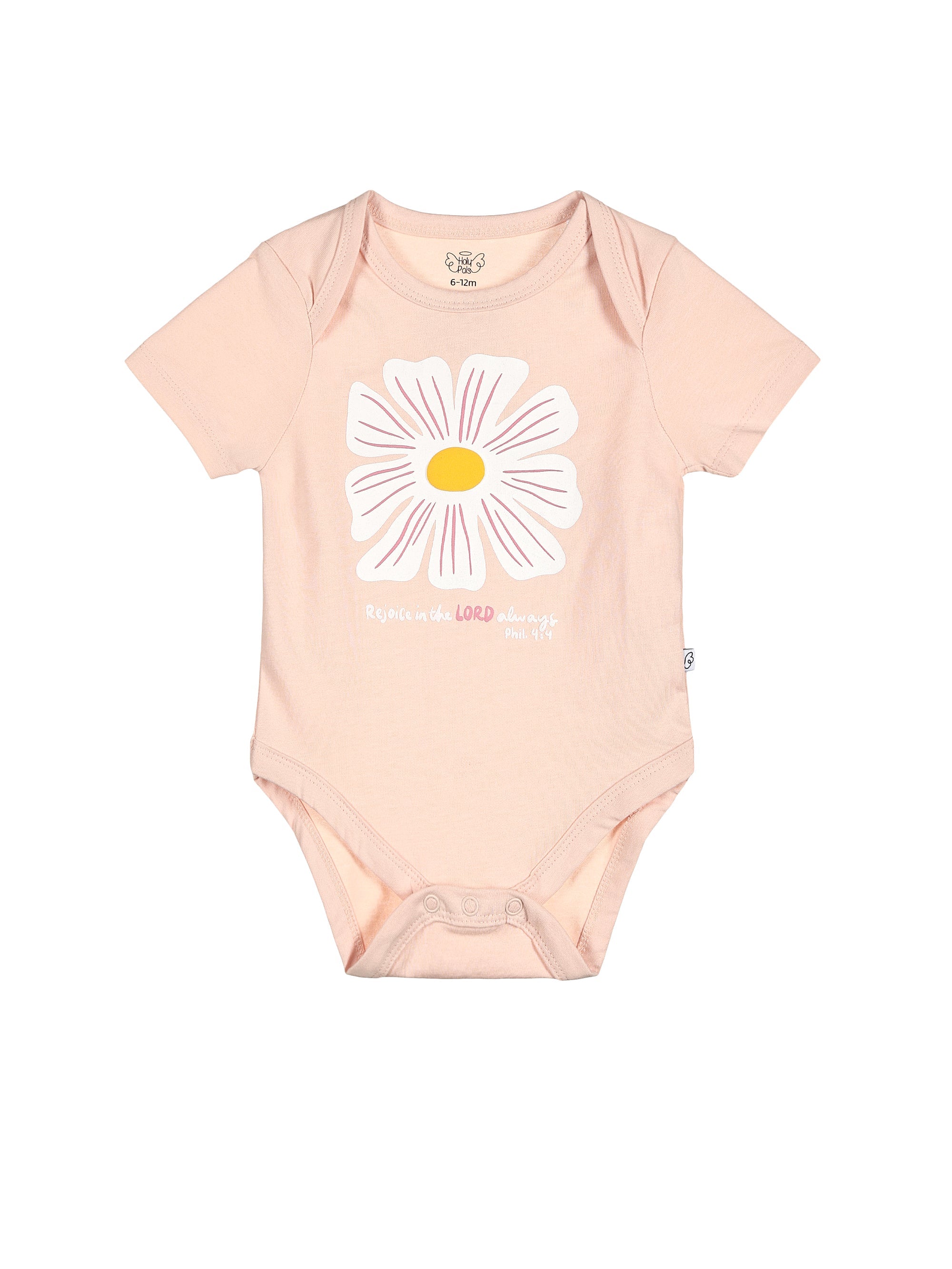 Baby Rejoice In The Lord Floral Bodysuit Cotton | Short Sleeve