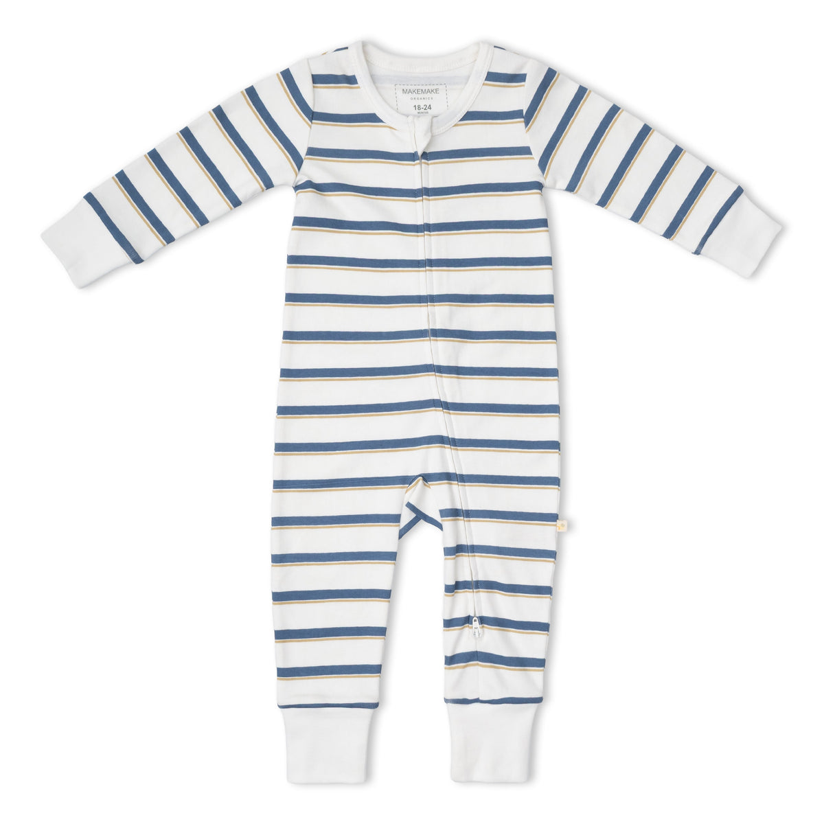 Organic 2-way Zip Romper - Navy Stripe
