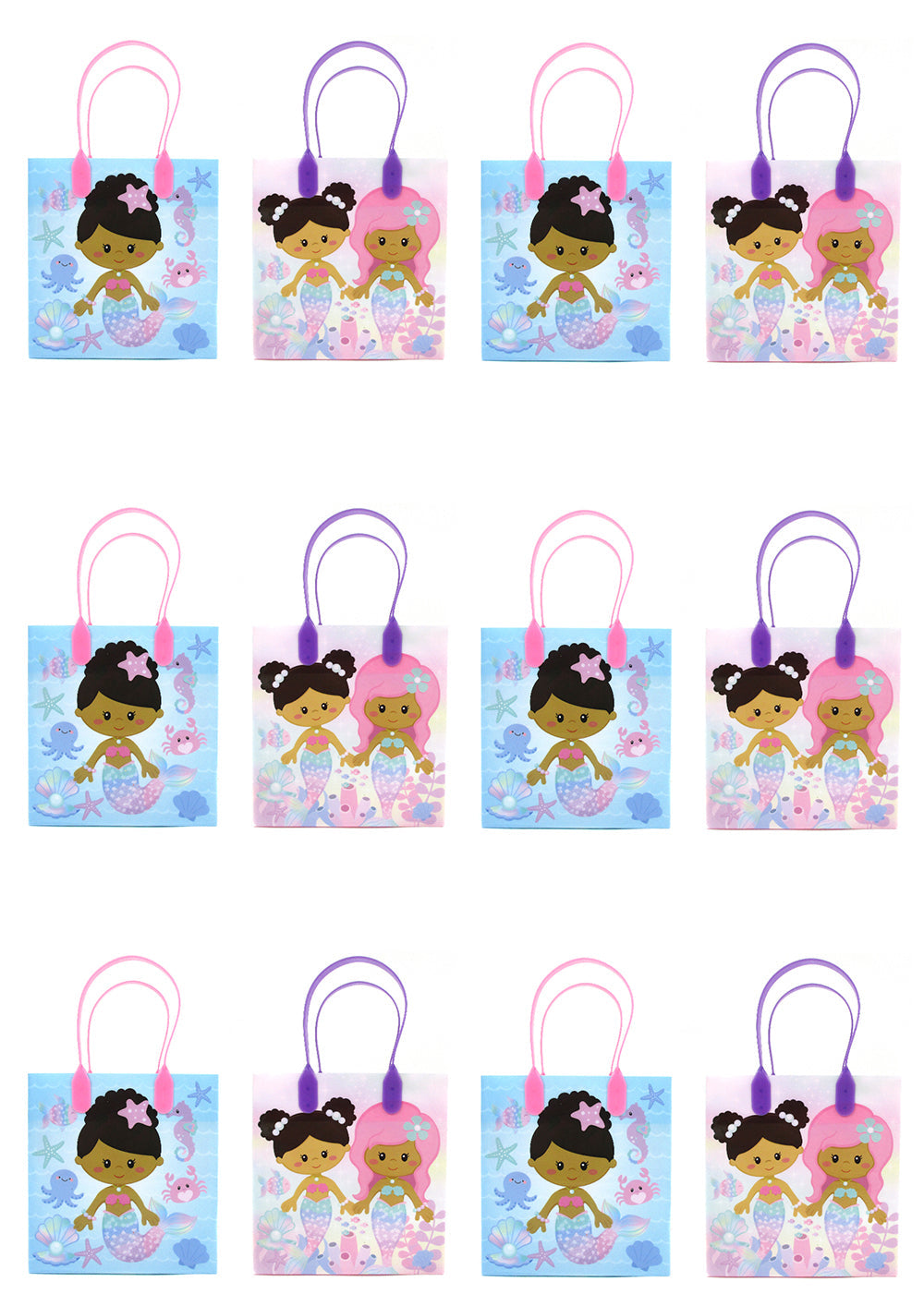 Rainbow Mermaid Party Favor Treat Bags - Set Of 6 Or 12