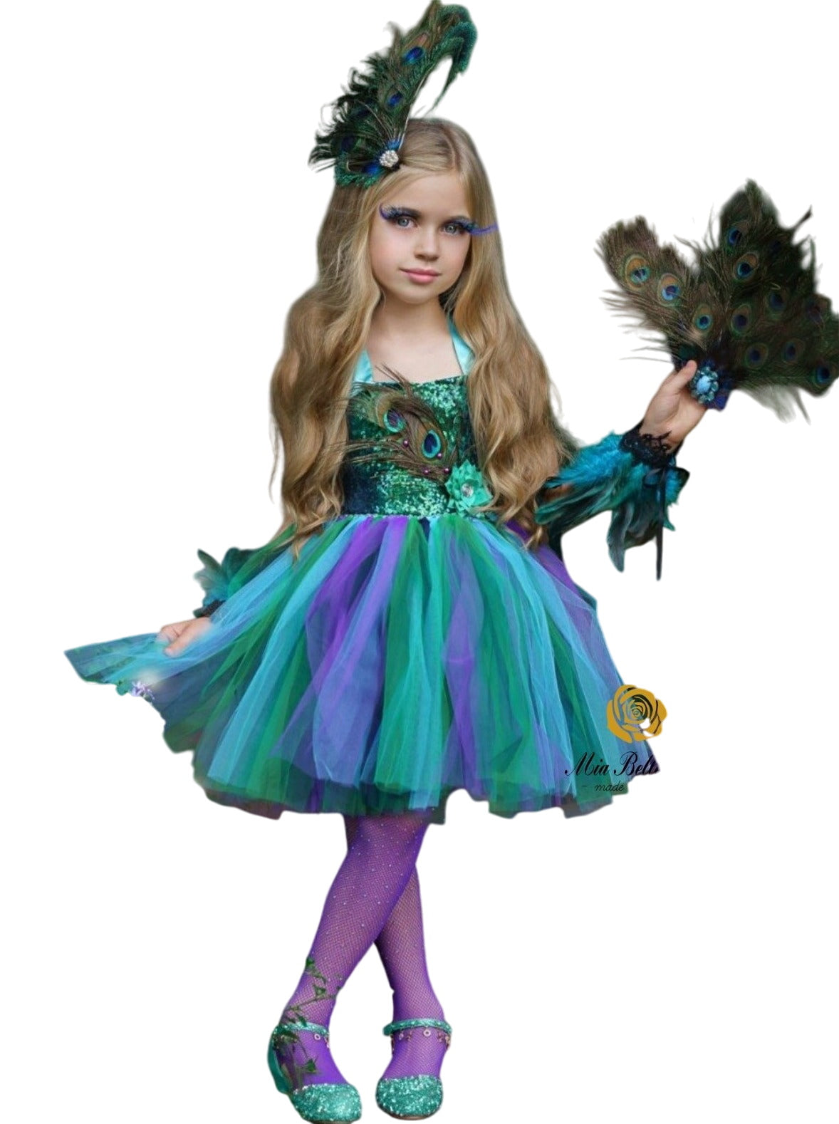 Girls Enchanted Peacock Fairy Tutu Costume Dress