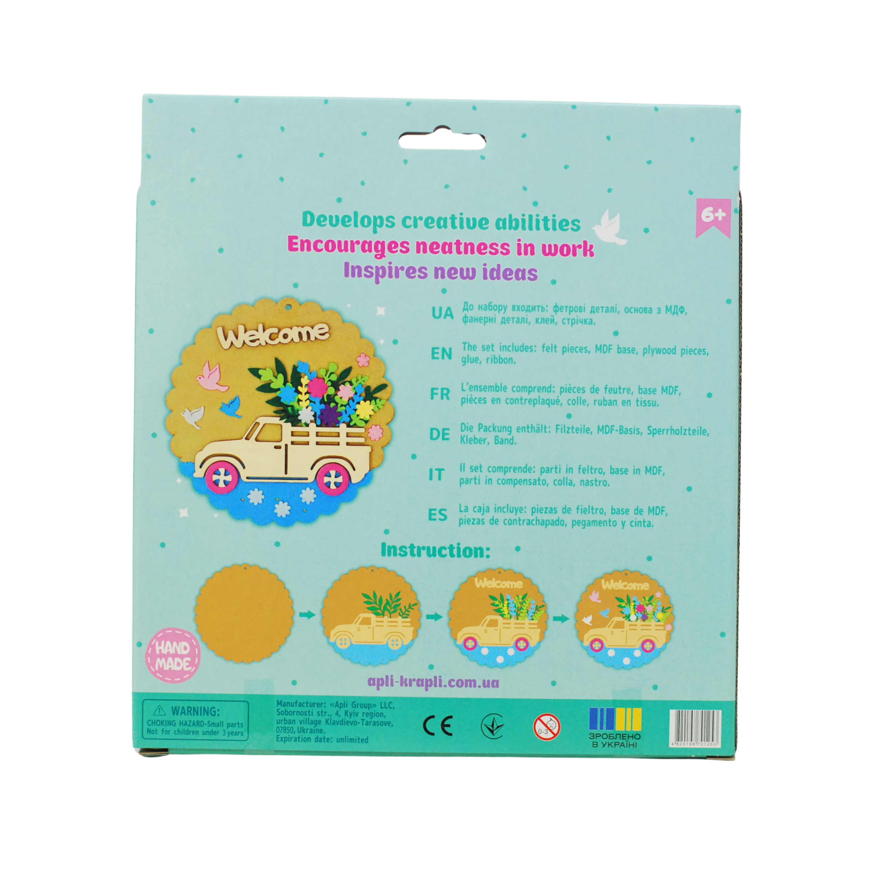 Apli Krapli - Apli Krapli Felt Applique Kit Welcome Kids Sewing Craft Precut Felt & Safe Needle Ages 6+