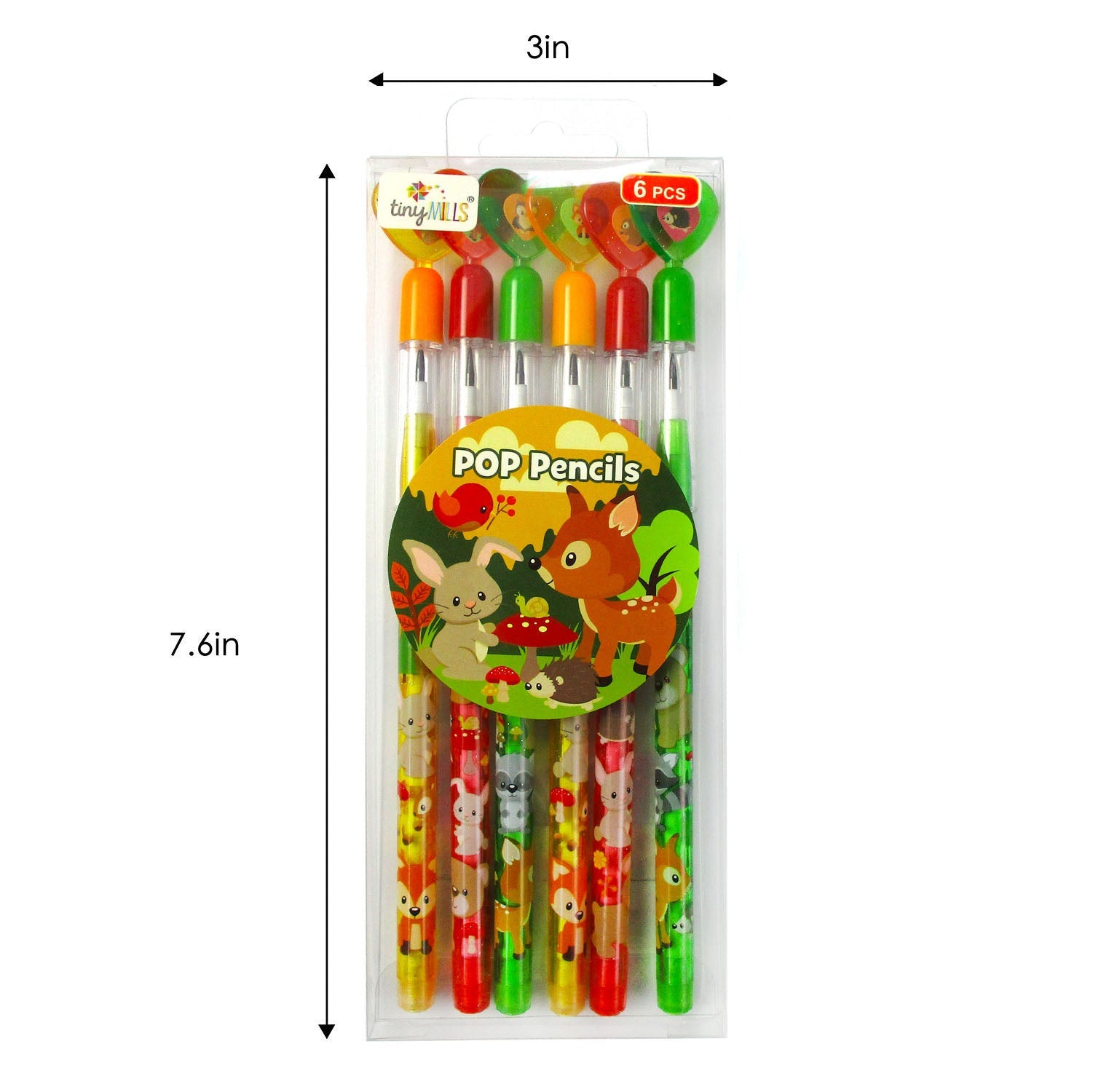 Woodland Animals Stackable Multi Point Pencils - Set Of 6