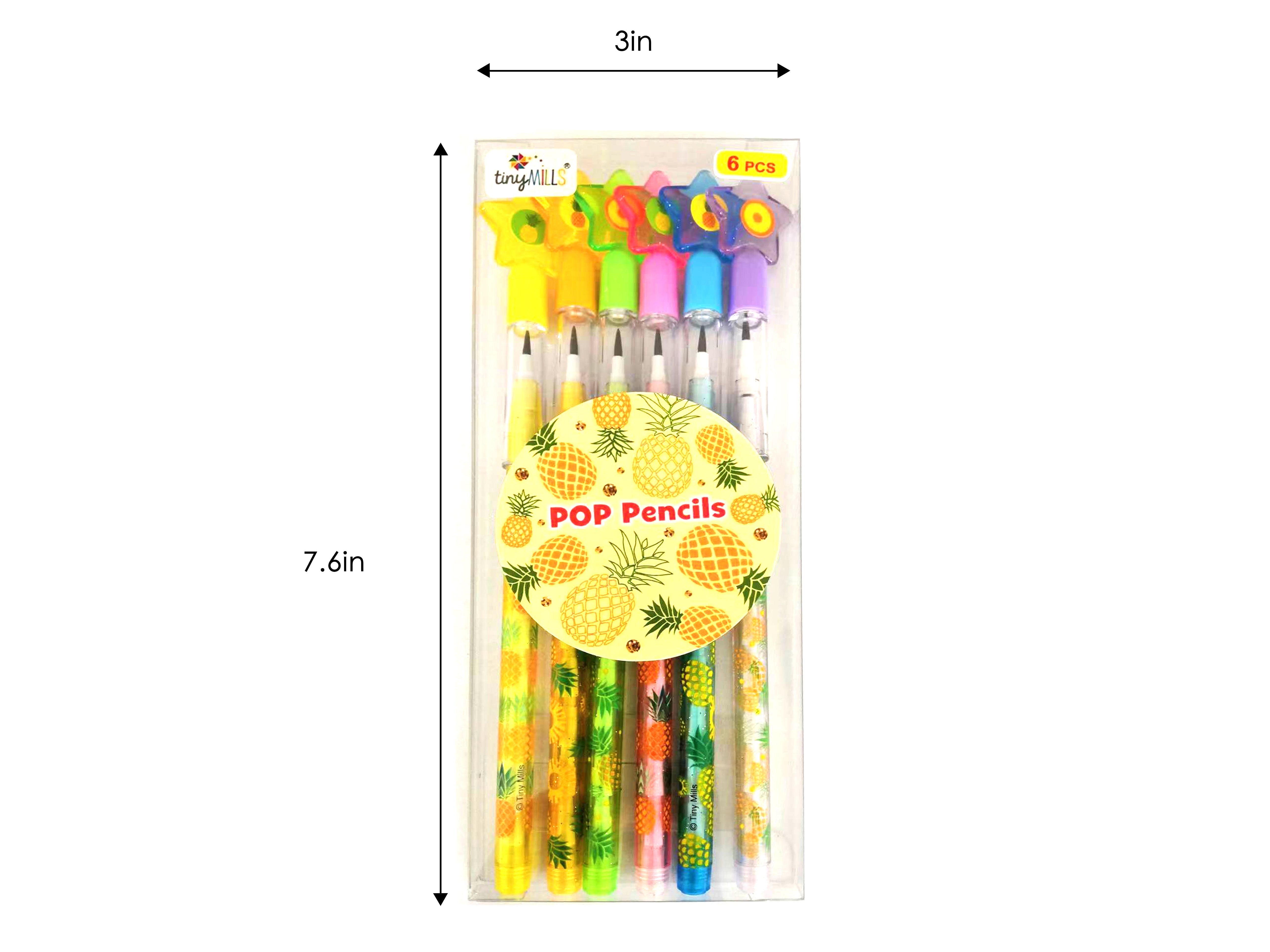 Pineapple Stackable Point Pencils - Set Of 6