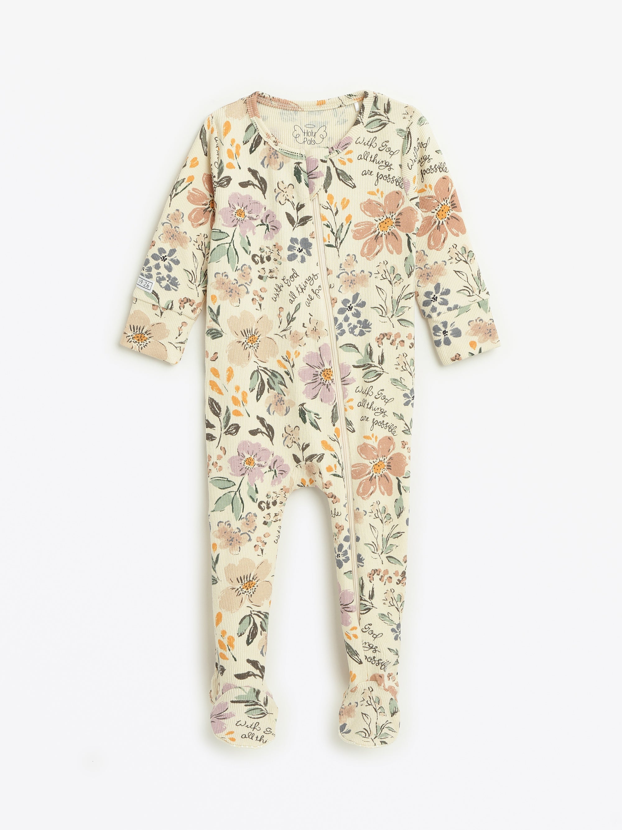 All Things Are Possible Footed Onesie Pj Ribbed Cotton-bamboo Blend