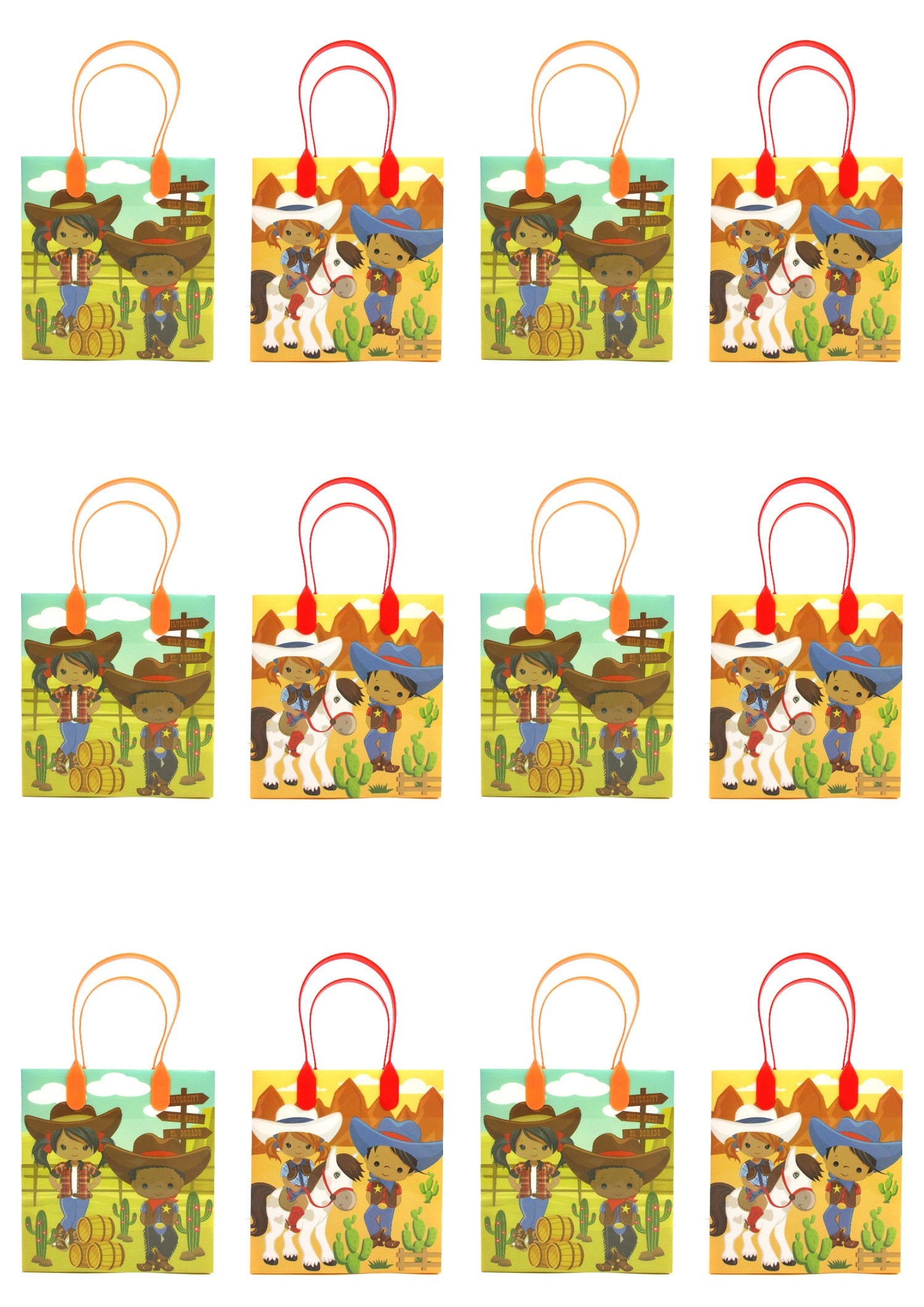 Black Cowboy & Cowgirl Party Favor Treat Bags - Set Of 6 Or 12