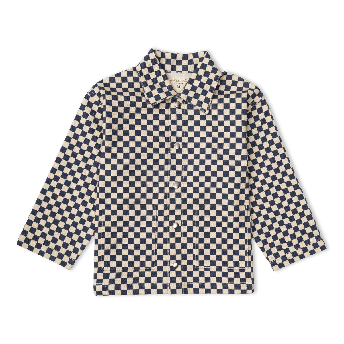 Organic Twill Button Jacket - Midnight Check