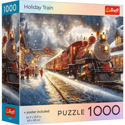 Red Holiday Train 1000 Piece Puzzle