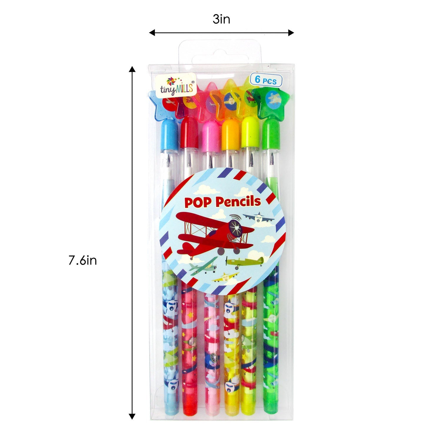Airplane Stackable Multi Point Pencils - Set Of 6