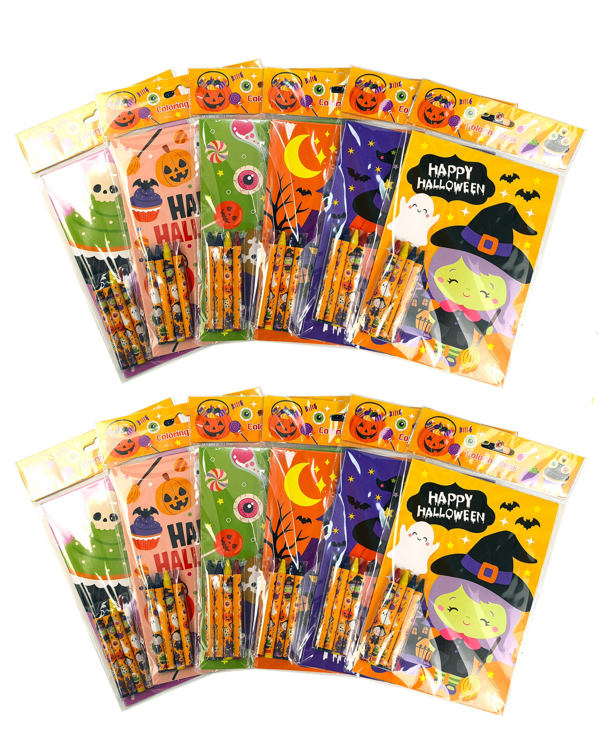 New Spooky Halloween Coloring Books With Crayons Party Favors - Set Of 6 Or 12