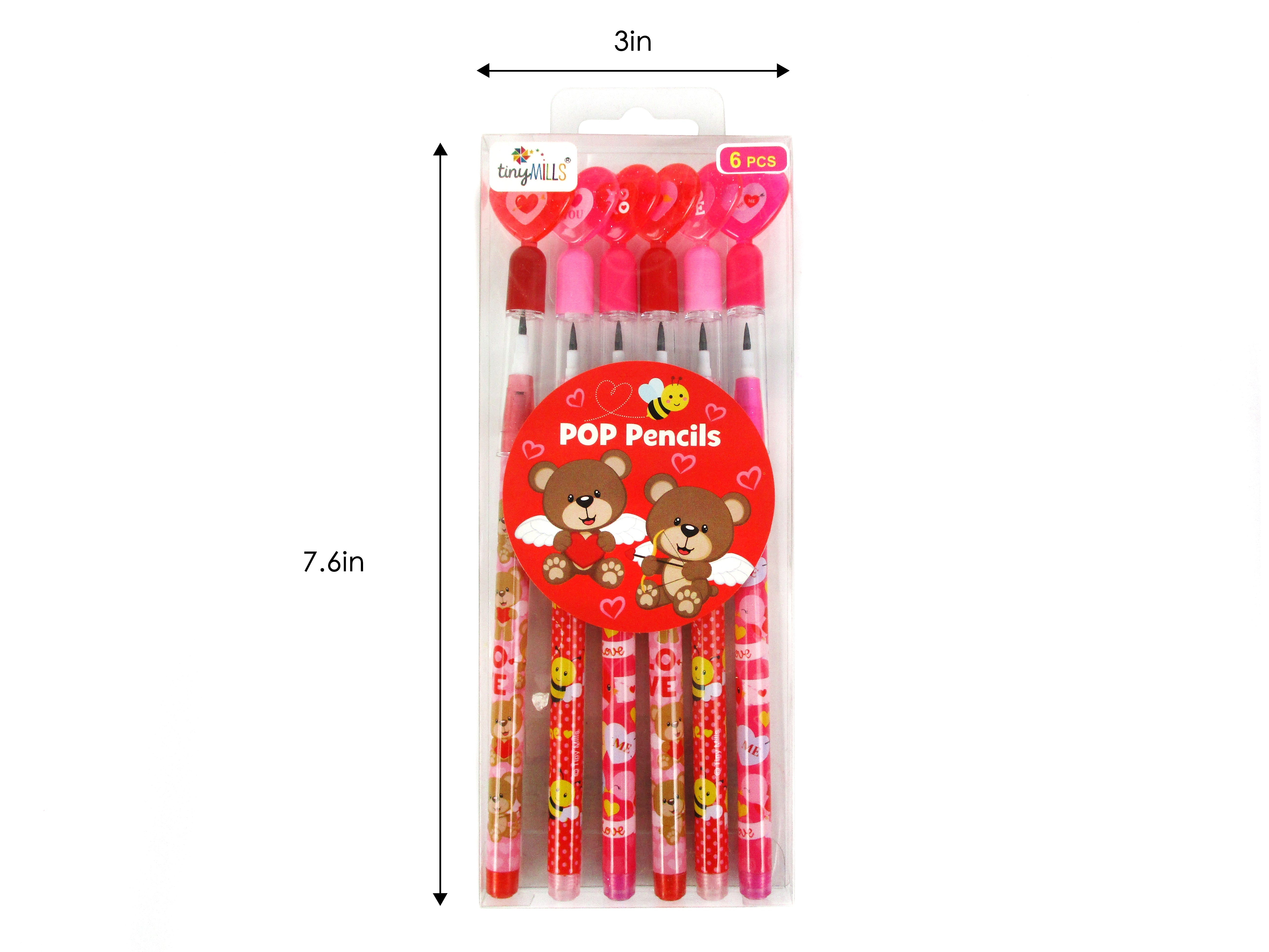 Valentine's Day Stackable Point Pencils - Set Of 6
