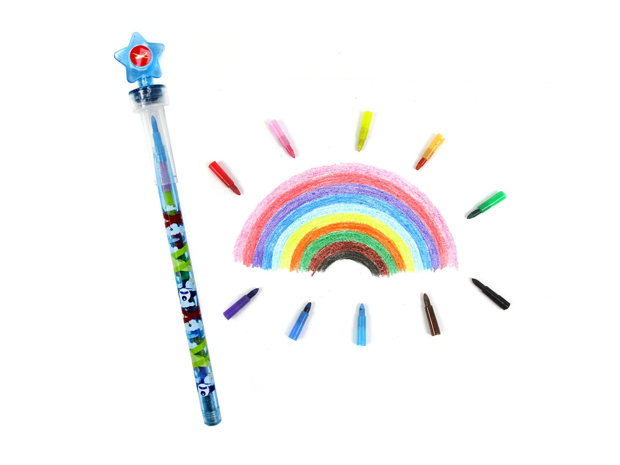 Airplane Stackable Crayon With Stamper Topper