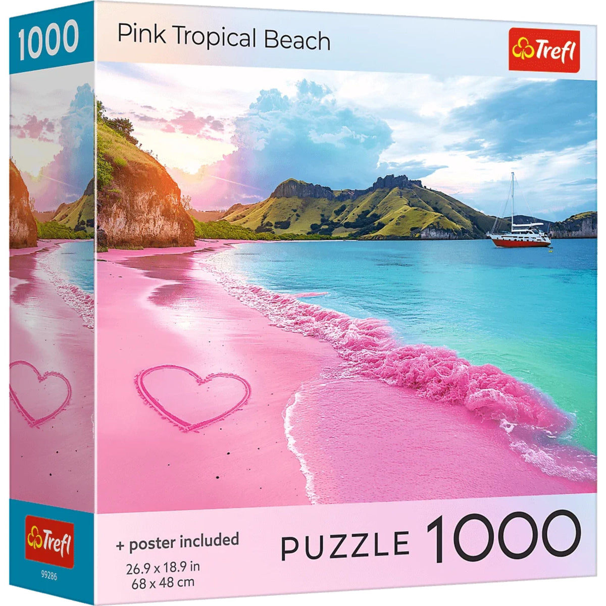 Red Pink Tropical Beach 1000 Piece Puzzle