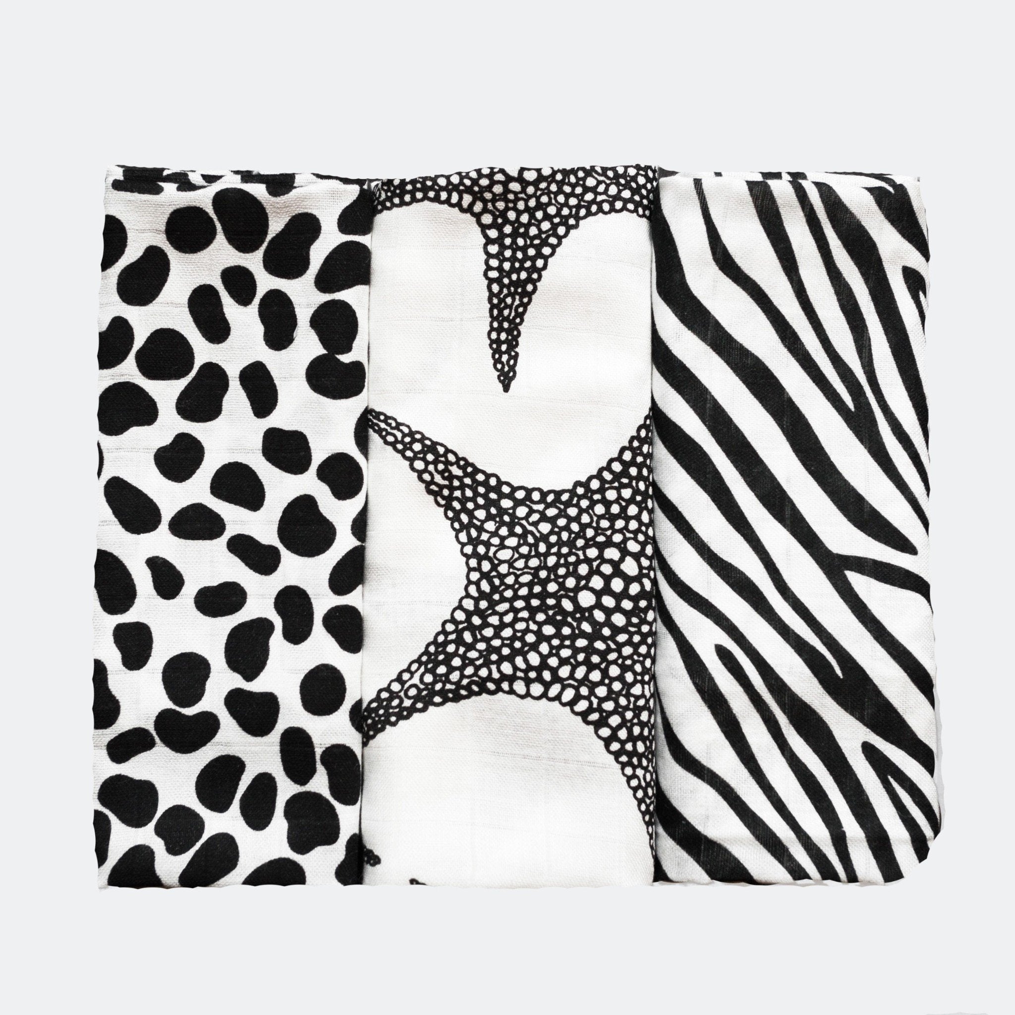 3-pack Animal Print Muslin Squares - For Newborn To 4 Month Old Babies