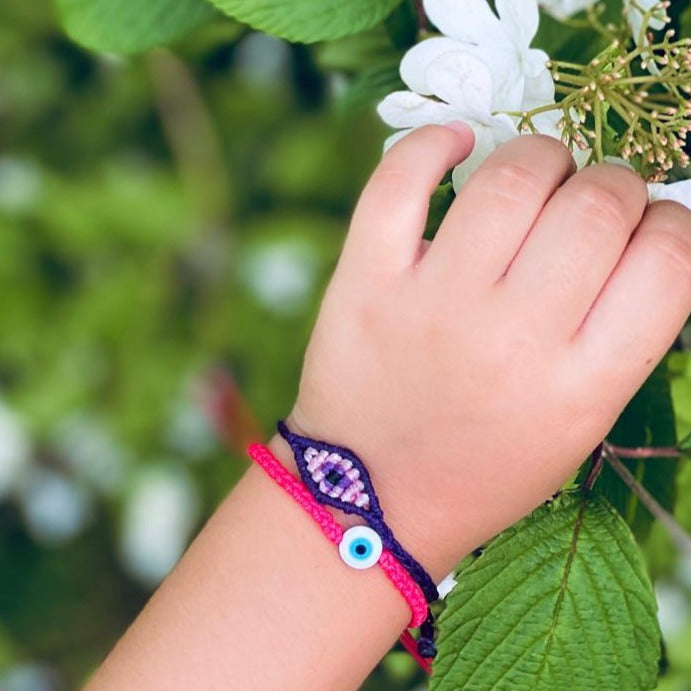 Kids Evil Eye Braided Bead Bracelet