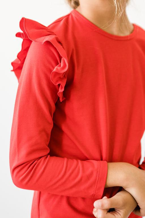 Red L/s Ruffle Tee