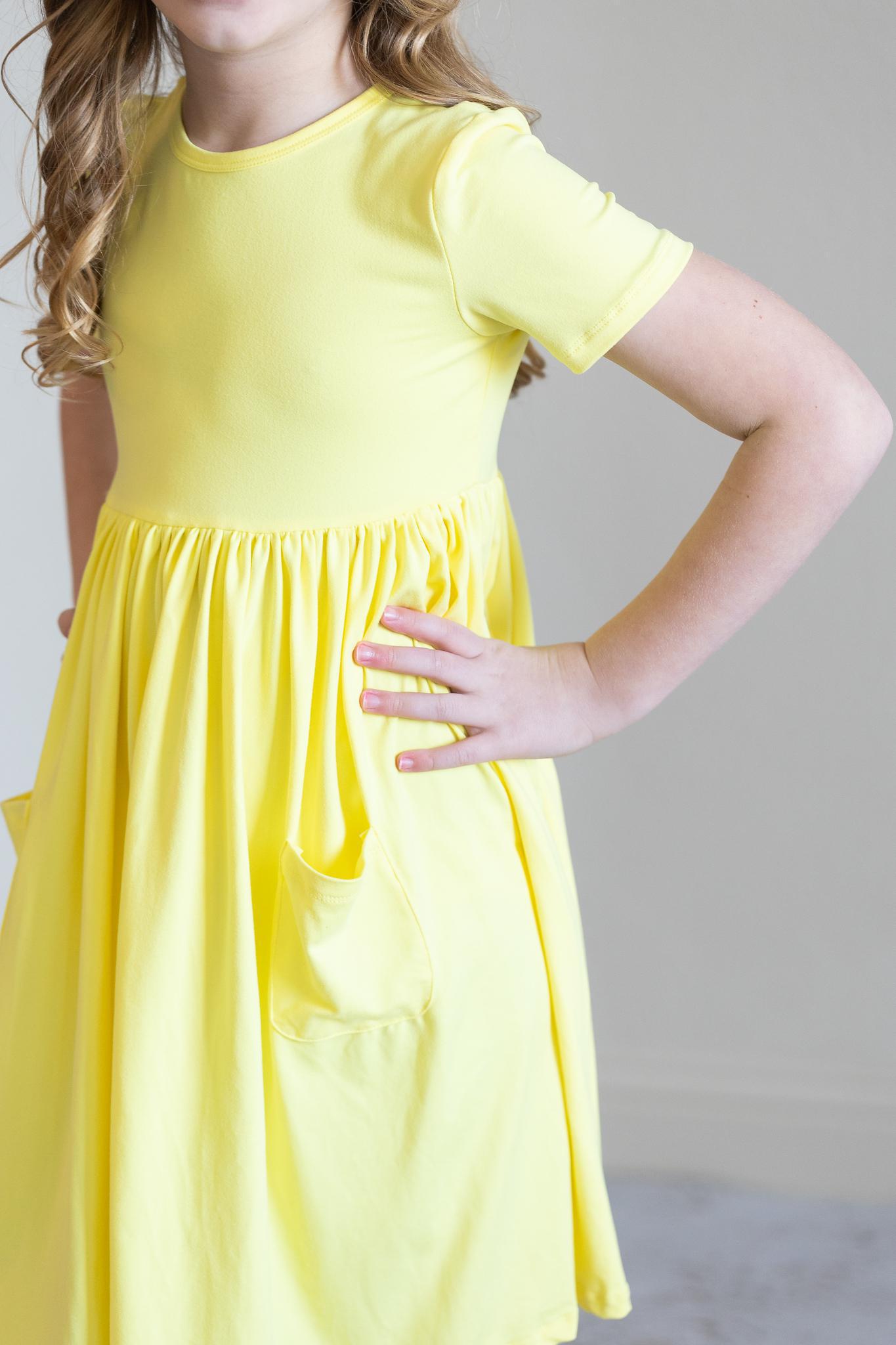 Yellow S/s Pocket Twirl Dress