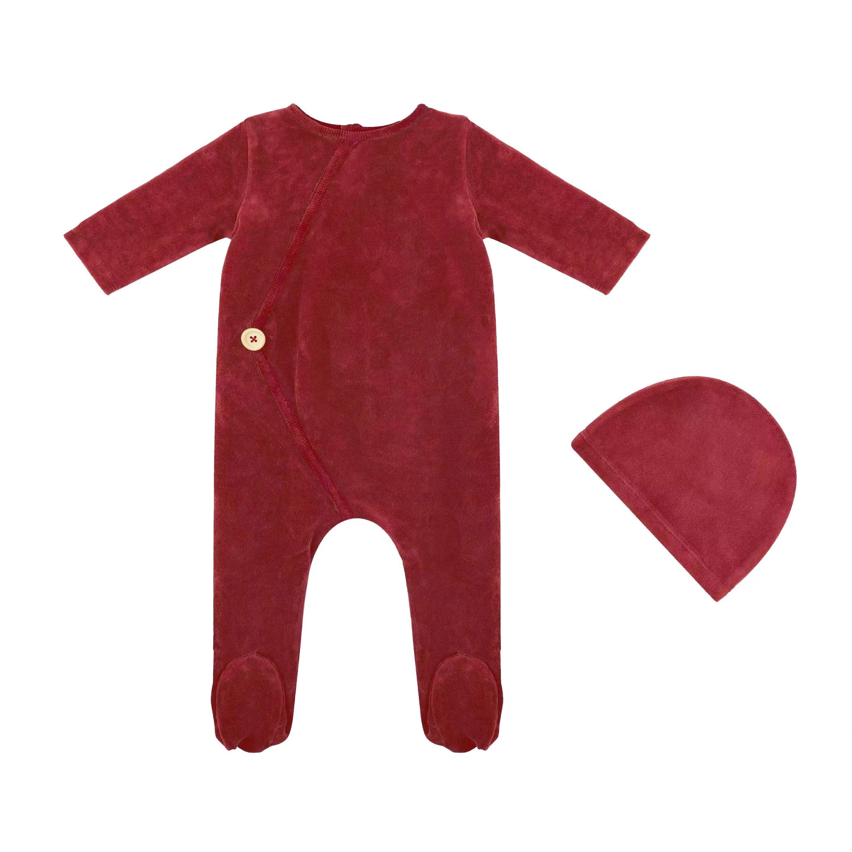 Corduroy Kimono Footie And Bonnet