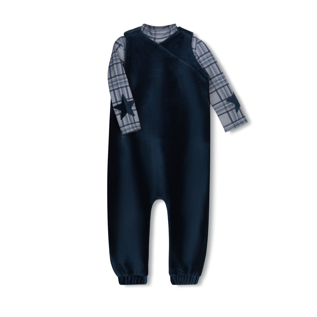 Plaid Collection Boys Overalls And Mockneck
