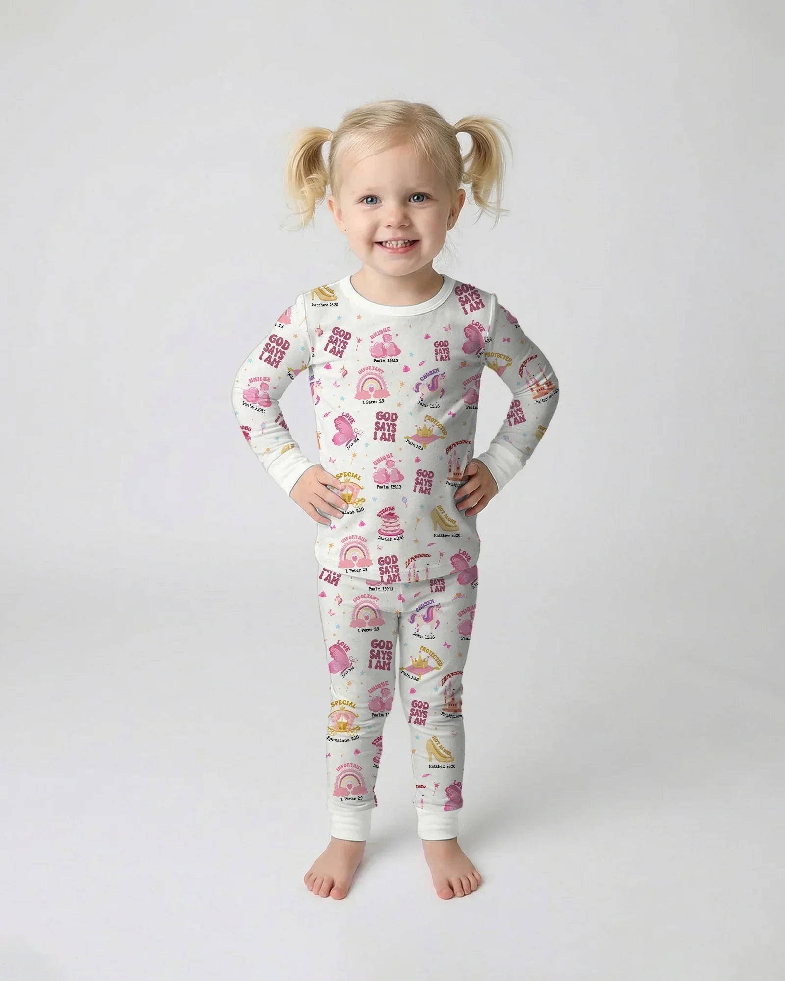 God Says I Am Girl Bamboo Two Piece Long Sleeve Pajama Set
