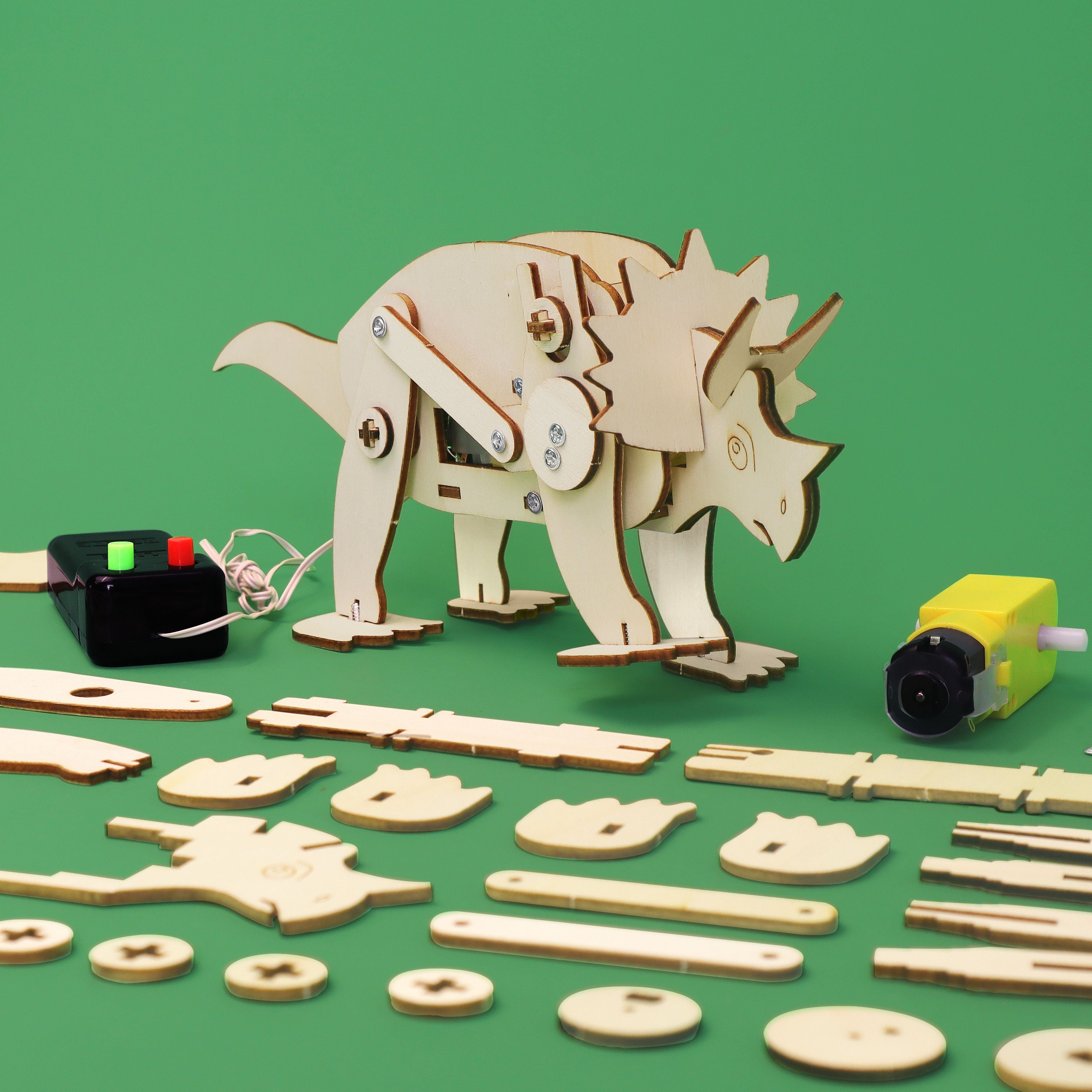 Dinosaur Robot Triceratops Diy Kit, Educational Stem Toy