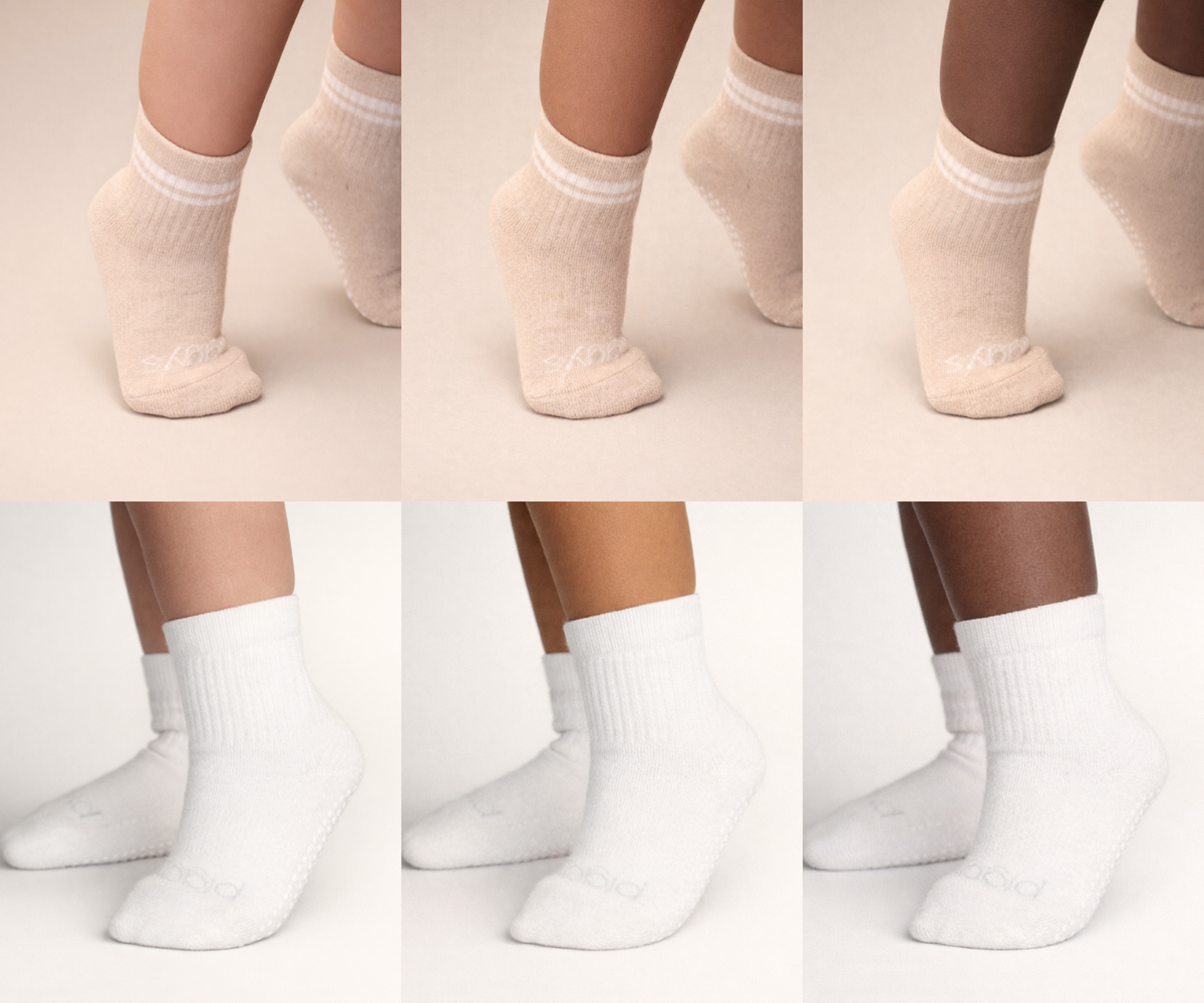 Toddler Gripper Crew Socks 4-pack (2-3t) - Oat