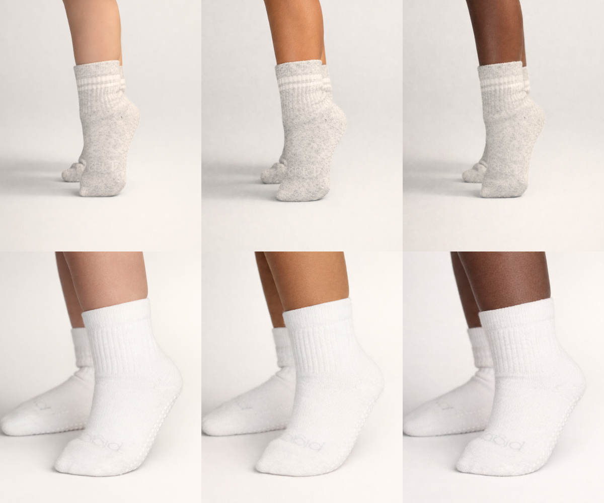 Toddler Gripper Crew Socks 4-pack (2-3t) - Pebble