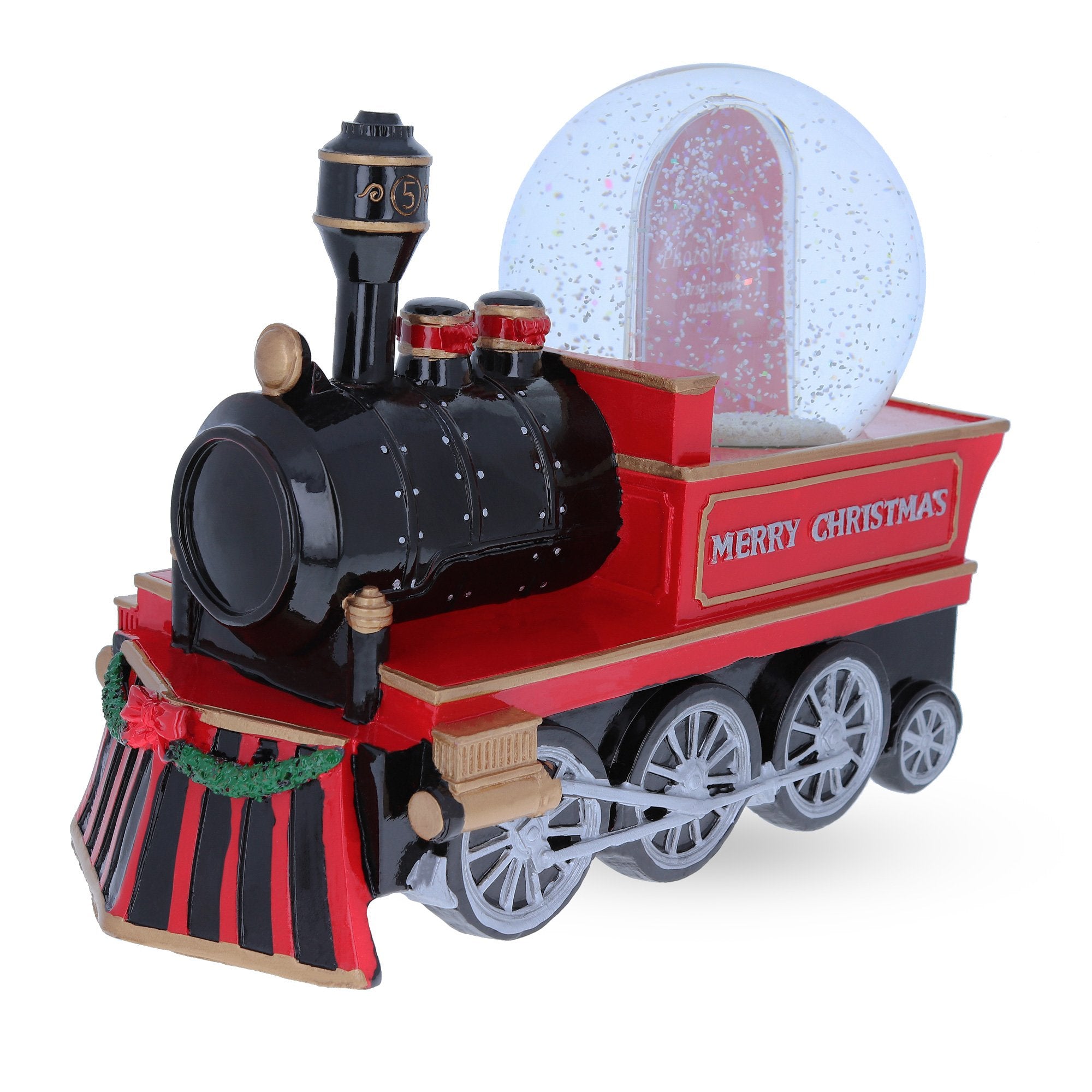 Whimsical Train Ride: Musical Christmas Water Snow Globe With Picture Frame