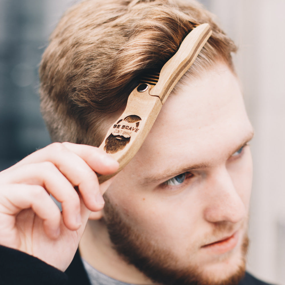 Wooden Beard Comb - Brave Man